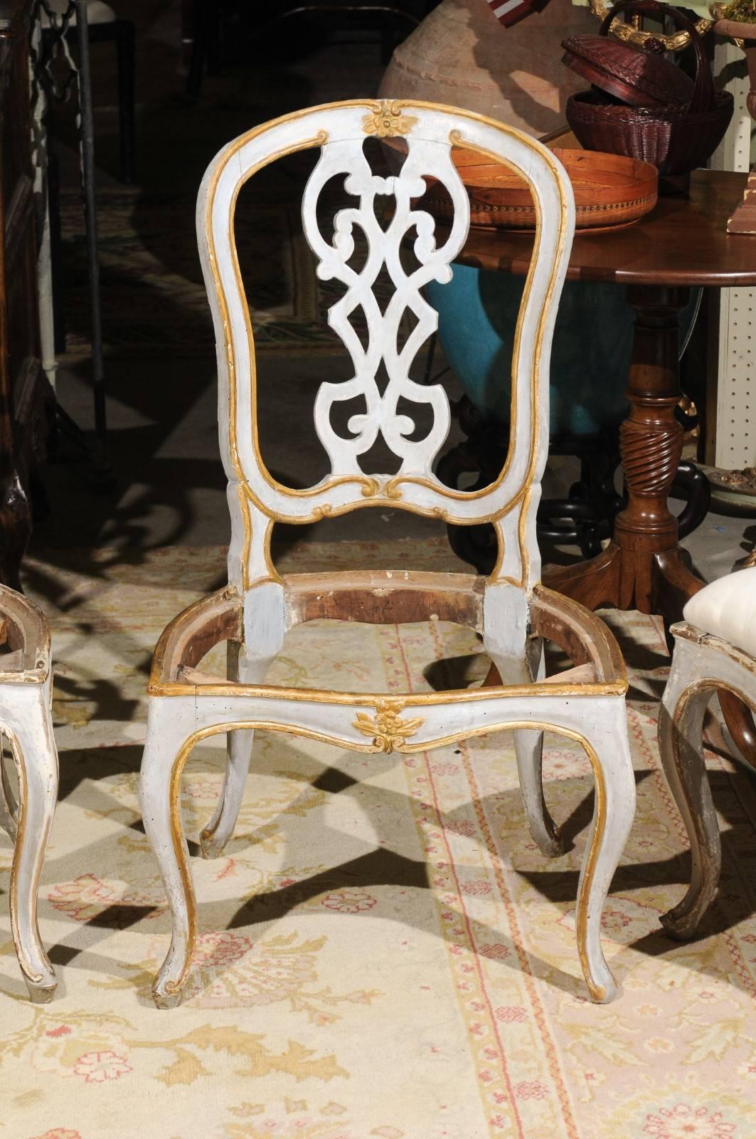 Swedish Set of Six 19th Century Painted Dining Chairs