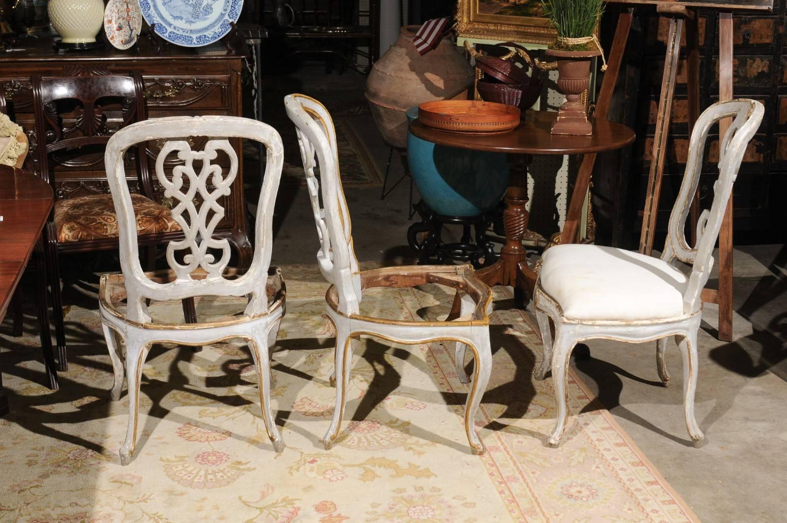 Upholstery Set of Six 19th Century Painted Dining Chairs