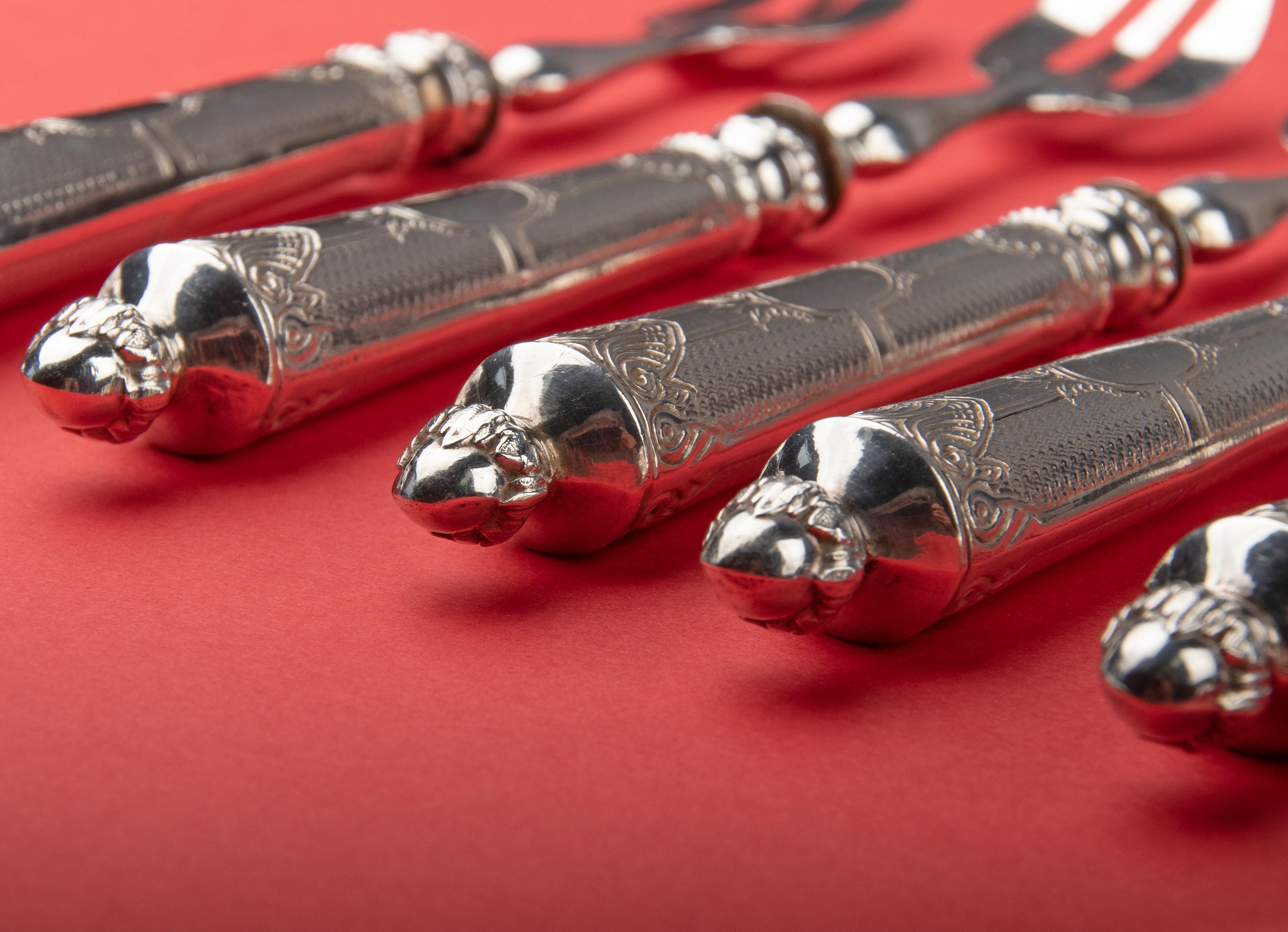 Set of Six 19th Century Silver Oyster Forks 3