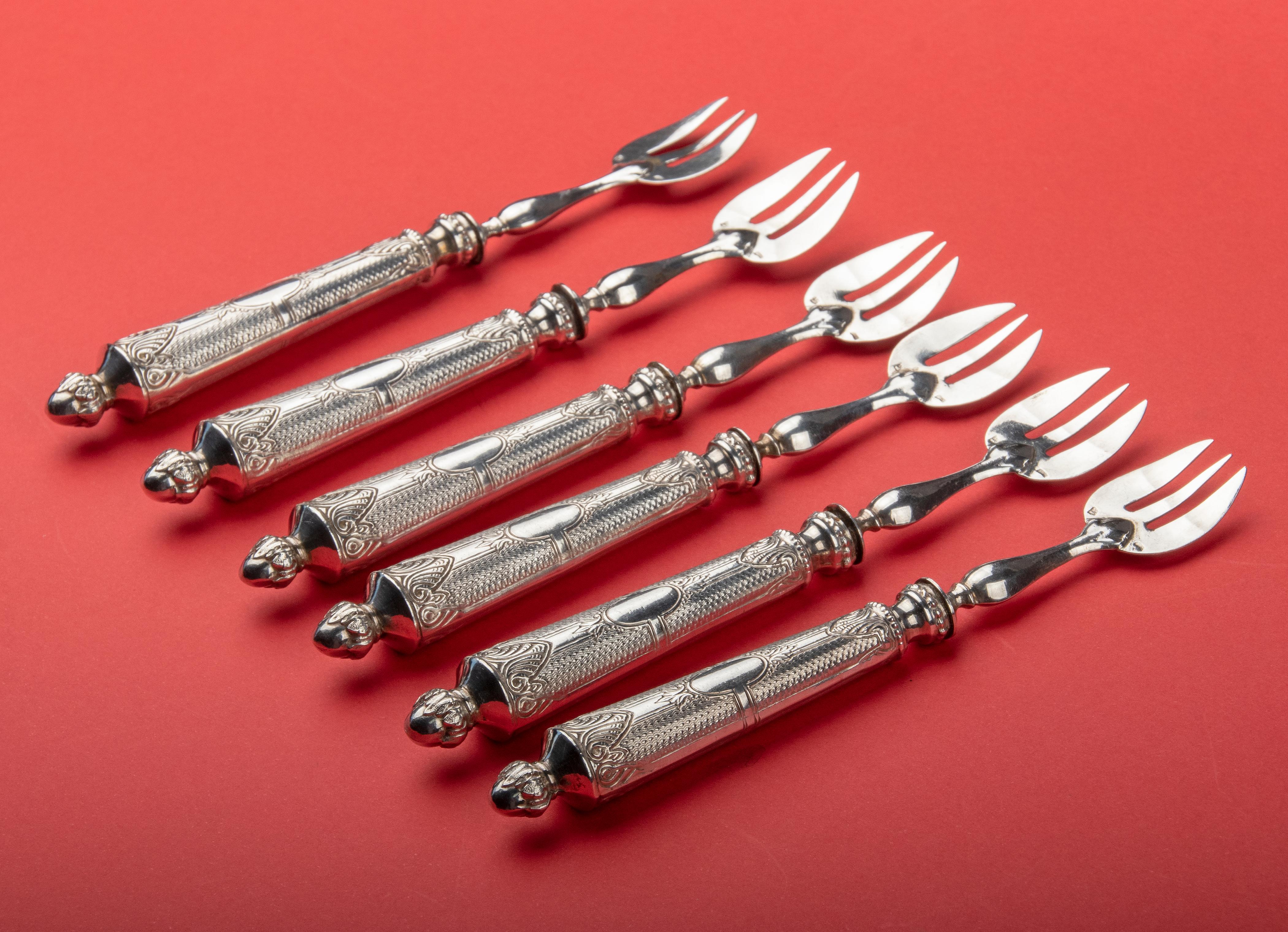Set of Six 19th Century Silver Oyster Forks 5