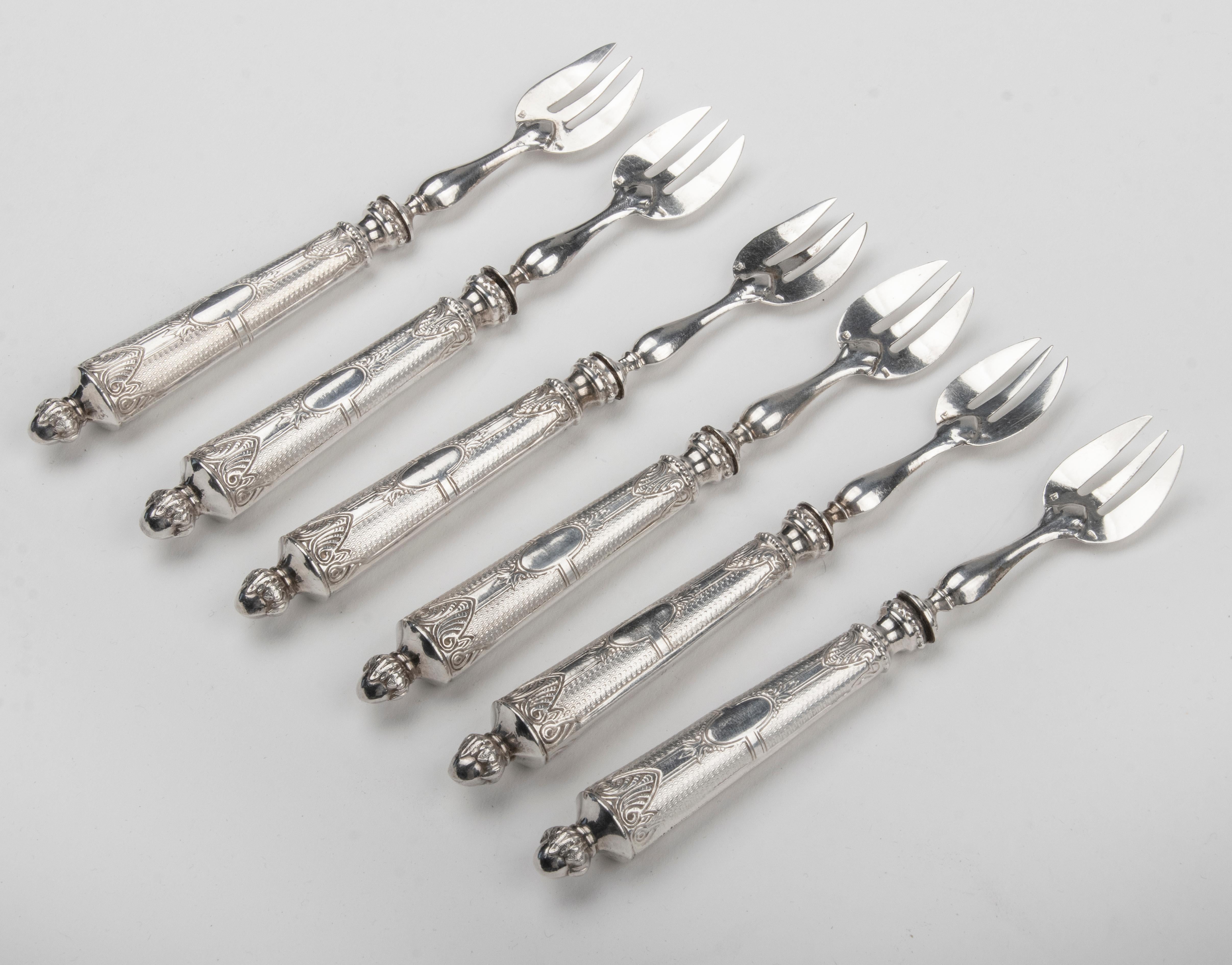 Set of Six 19th Century Silver Oyster Forks 8