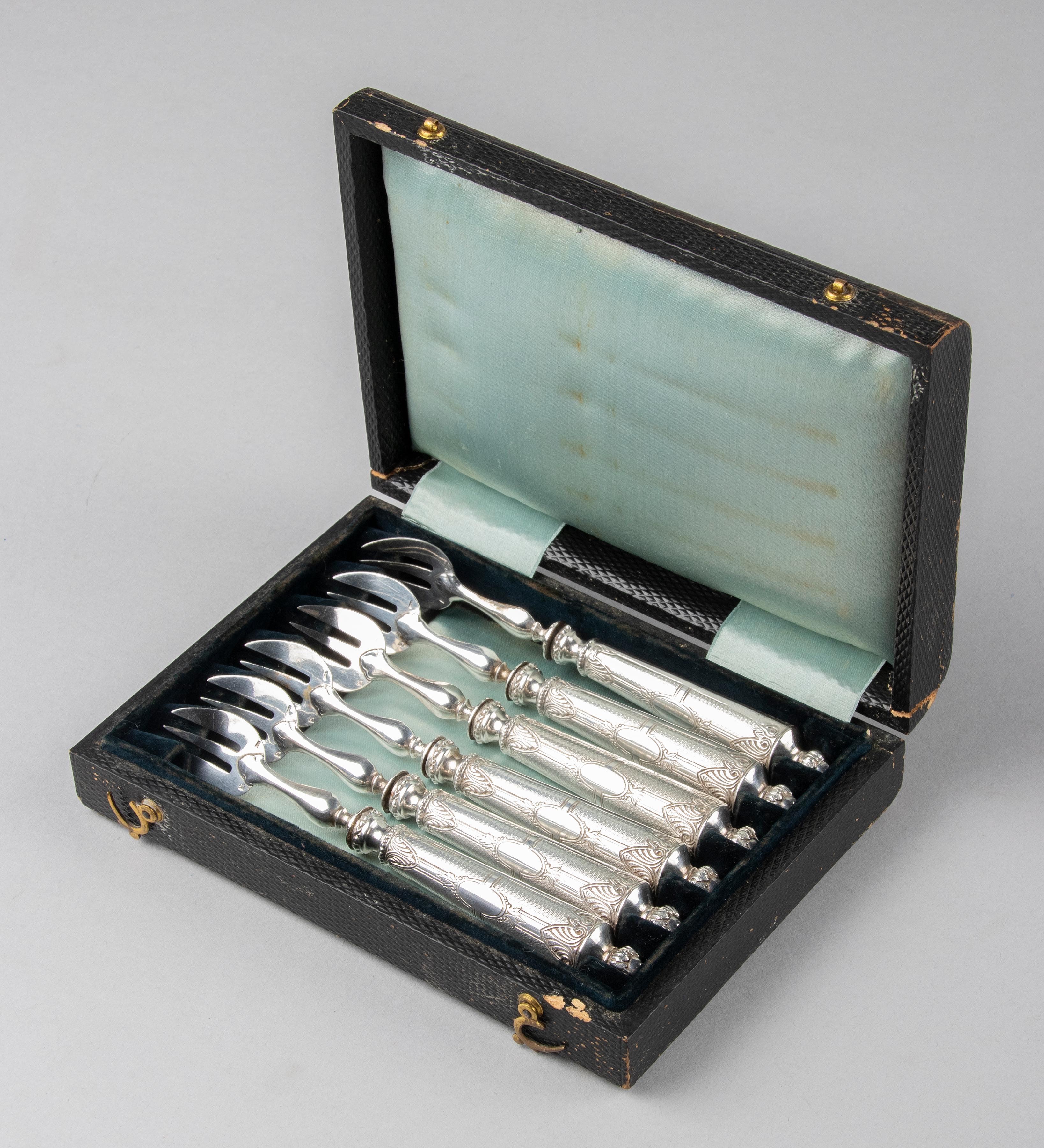 Set of Six 19th Century Silver Oyster Forks 10