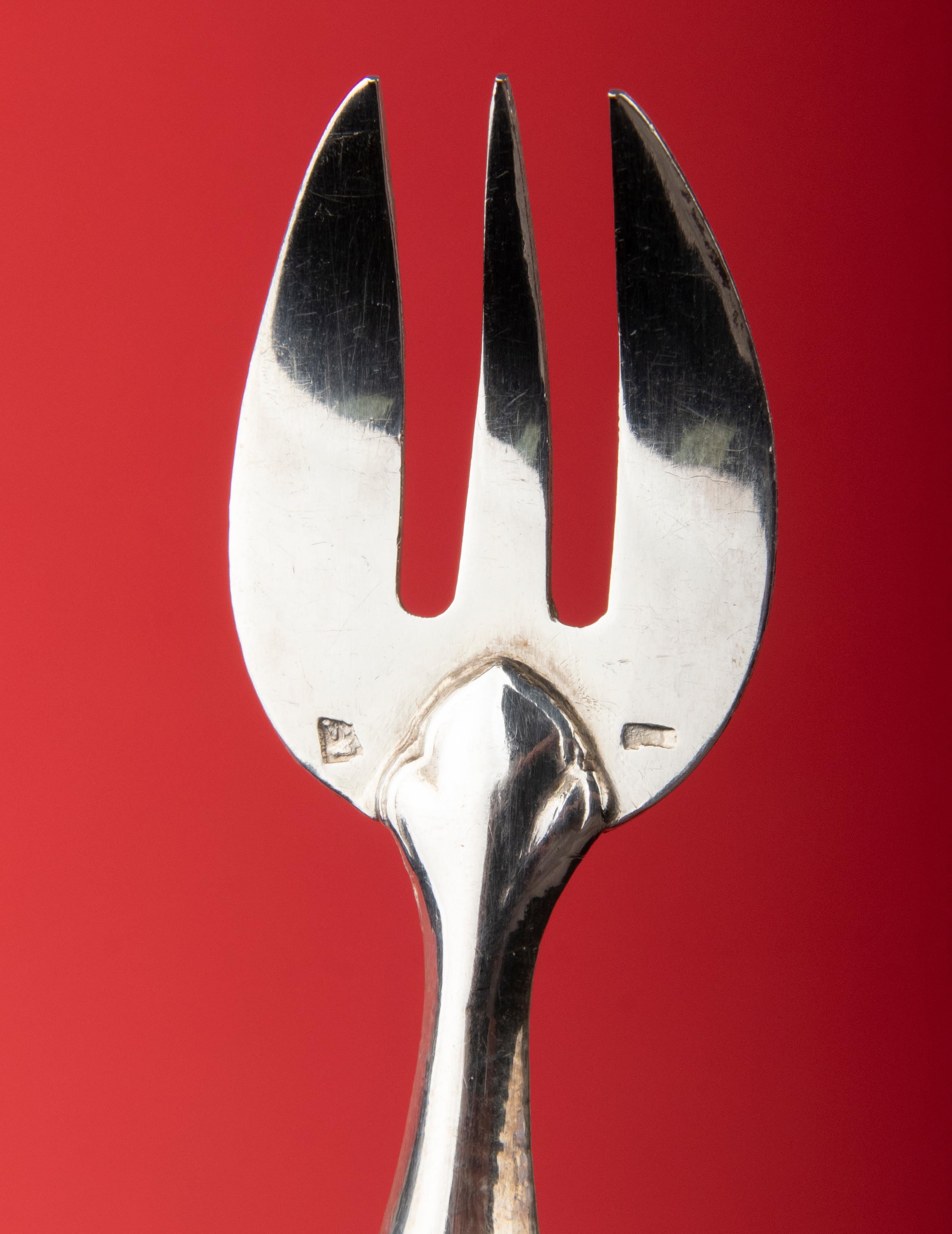 Late 19th Century Set of Six 19th Century Silver Oyster Forks