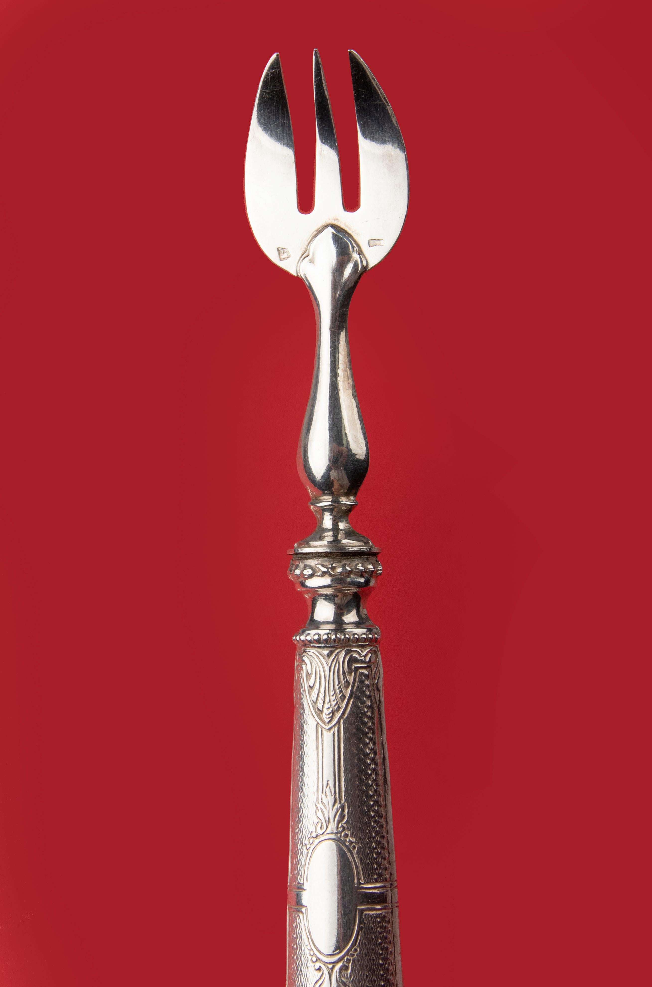 Set of Six 19th Century Silver Oyster Forks 1
