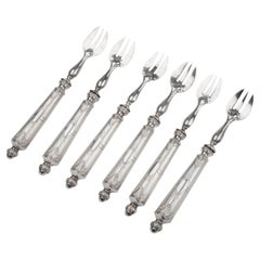 Set of Six 19th Century Silver Oyster Forks