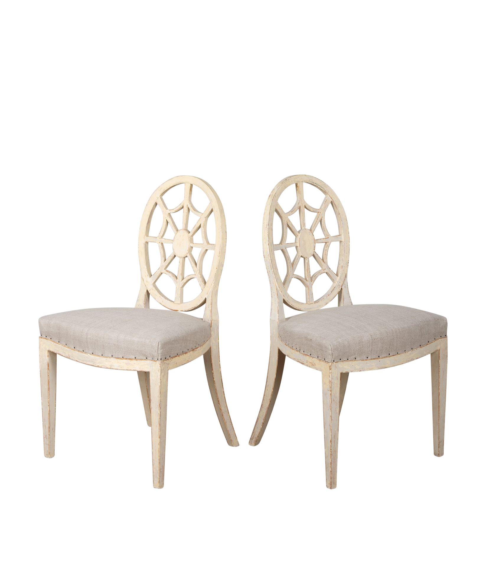 Ensemble de six chaises suédoises à dossier en forme d'araignée du 19e siècle en vente 6