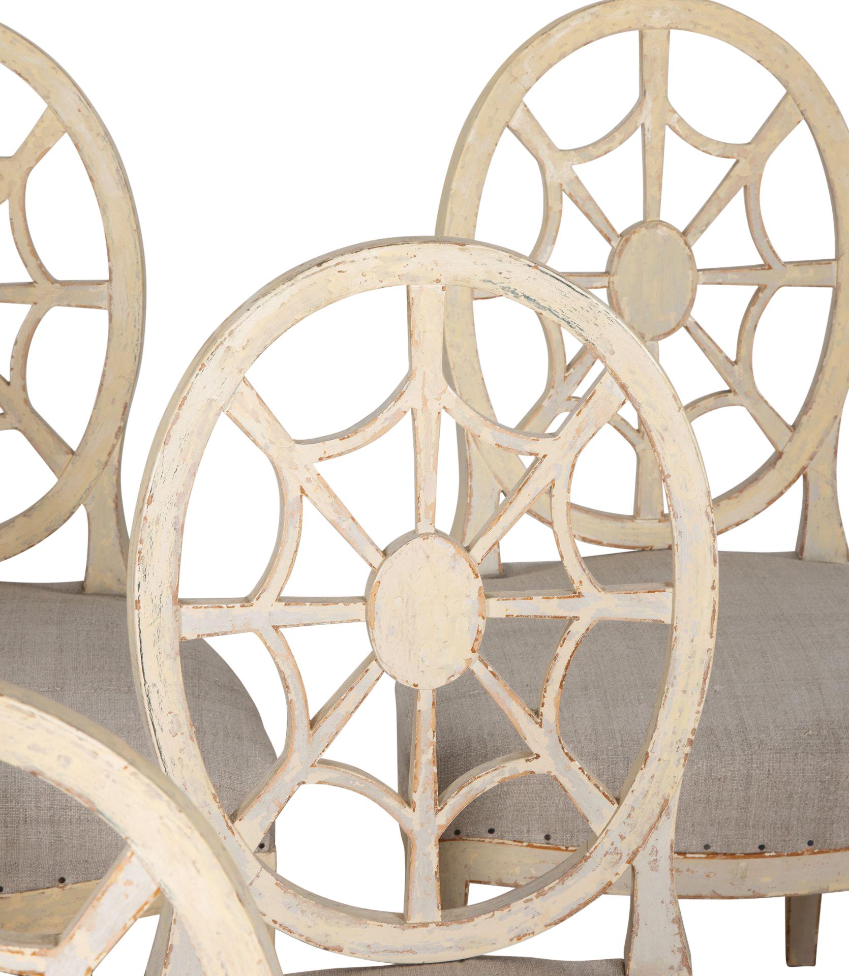 XIXe siècle Ensemble de six chaises suédoises à dossier en forme d'araignée du 19e siècle en vente