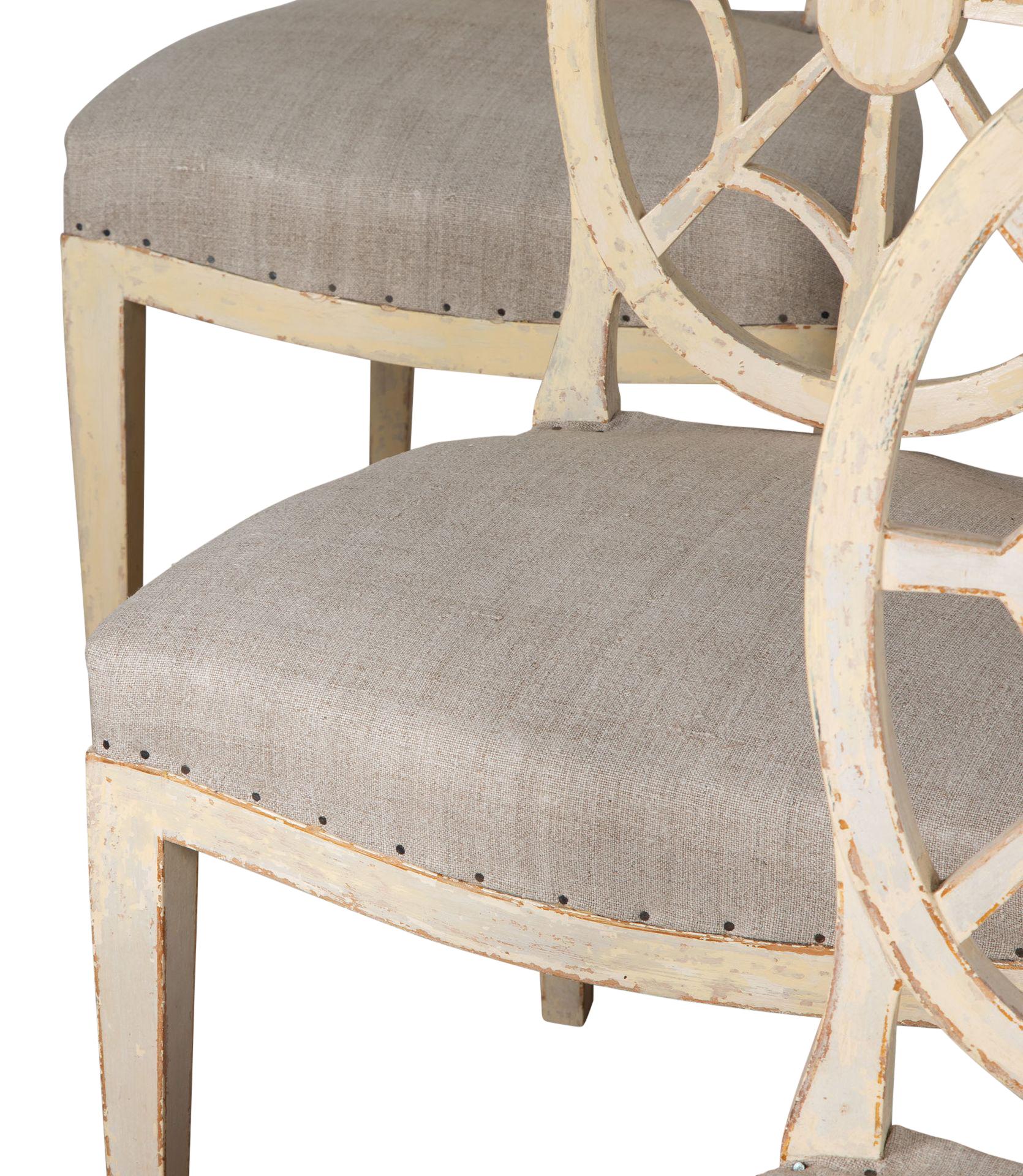 Ensemble de six chaises suédoises à dossier en forme d'araignée du 19e siècle en vente 2