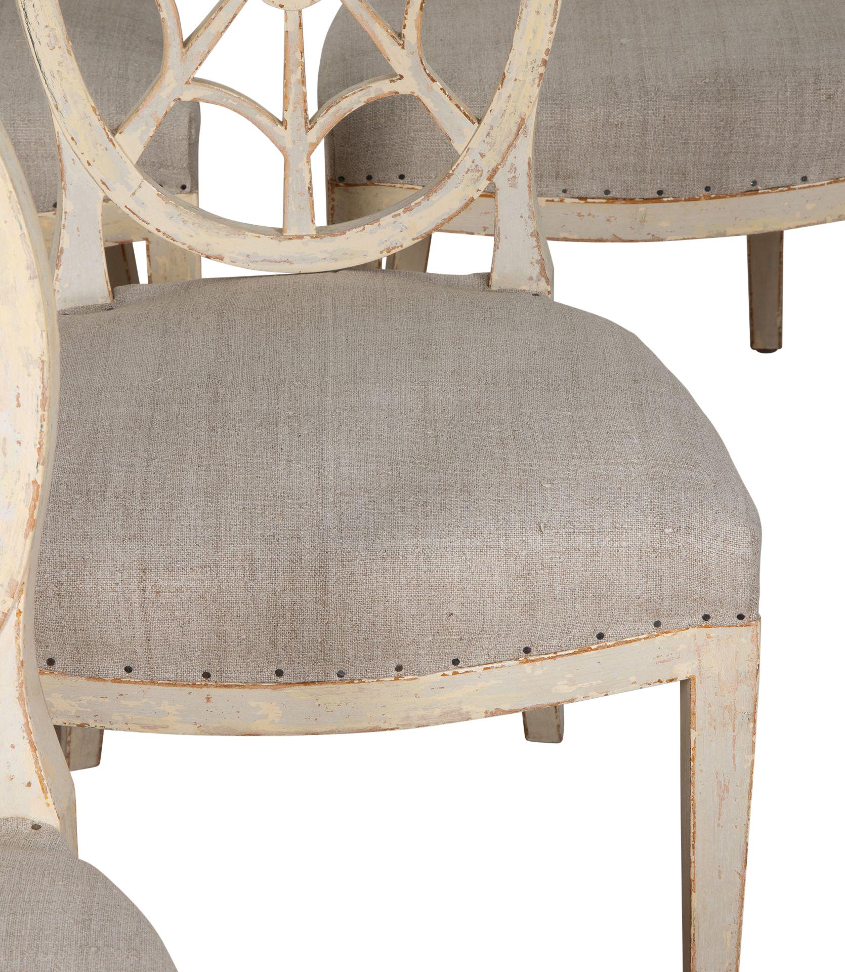 Ensemble de six chaises suédoises à dossier en forme d'araignée du 19e siècle en vente 3