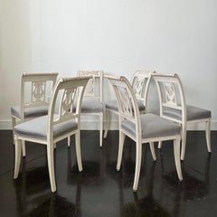 Set of Six 19th Century Swedish Carved Back Dining Chairs