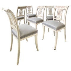 Set of Six 19th Century Swedish Carved Back Dining Chairs