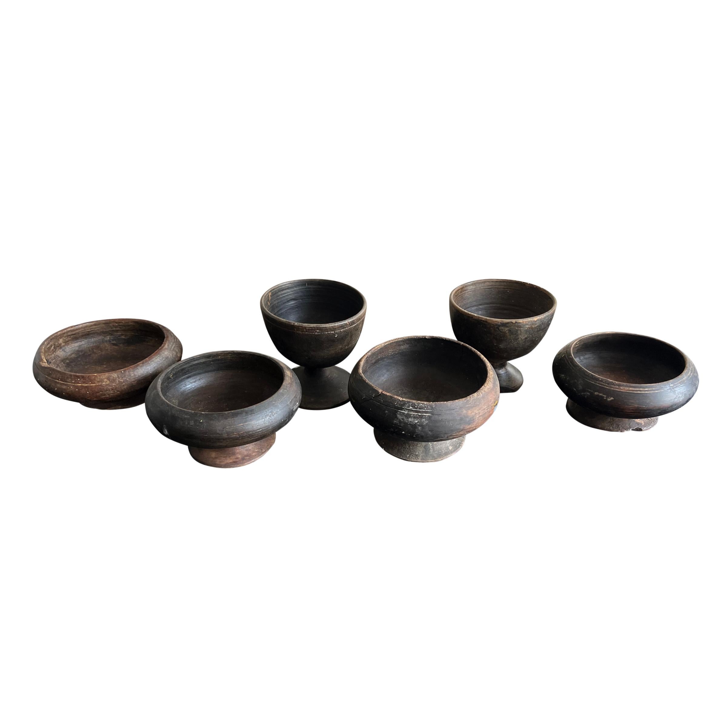 Tribal Set of Six 19th Century Tibetan Buddhist Alms Bowls