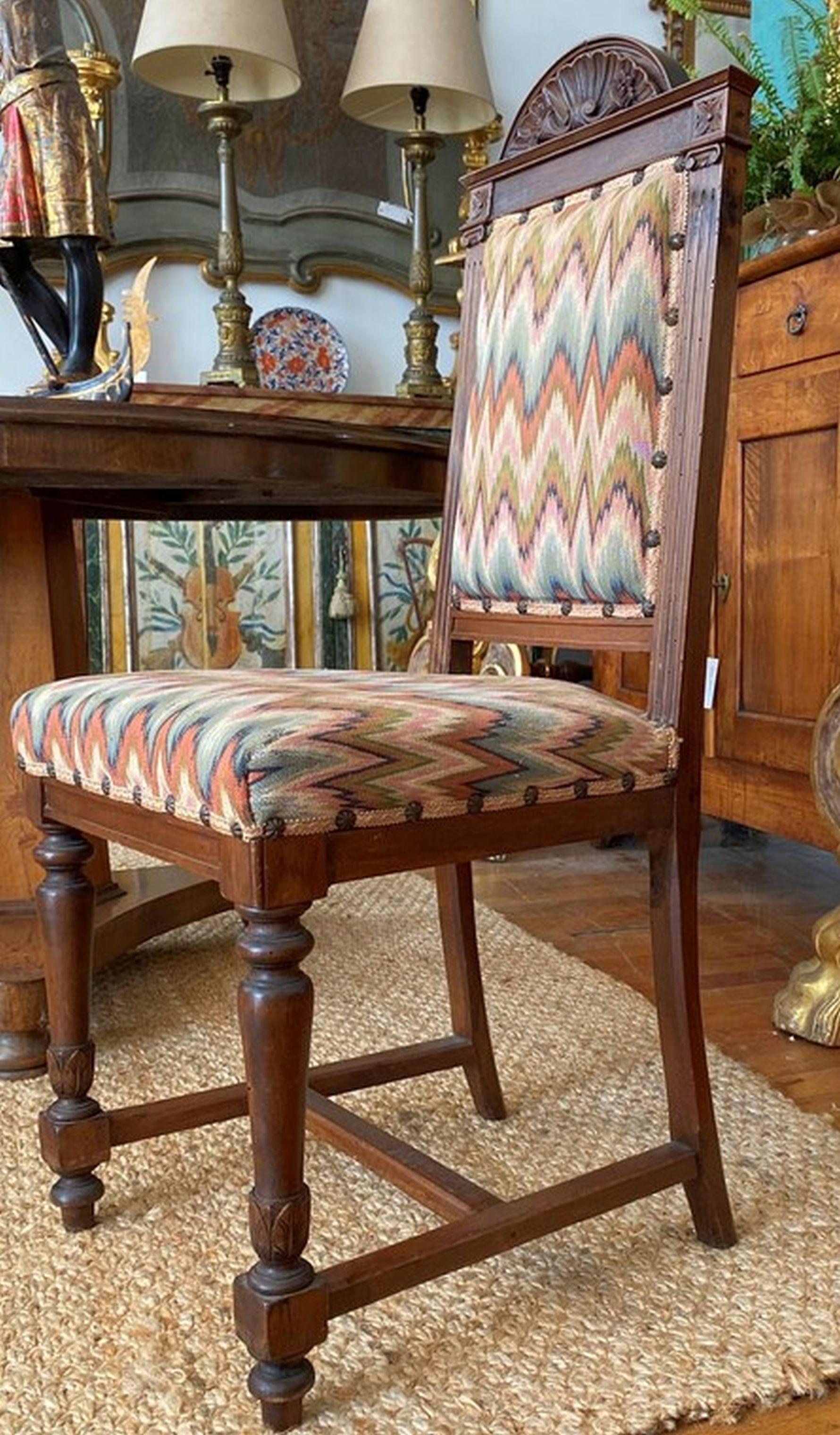Set of Six 19th Century Tuscan Walnut Chairs In Good Condition For Sale In Los Angeles, CA