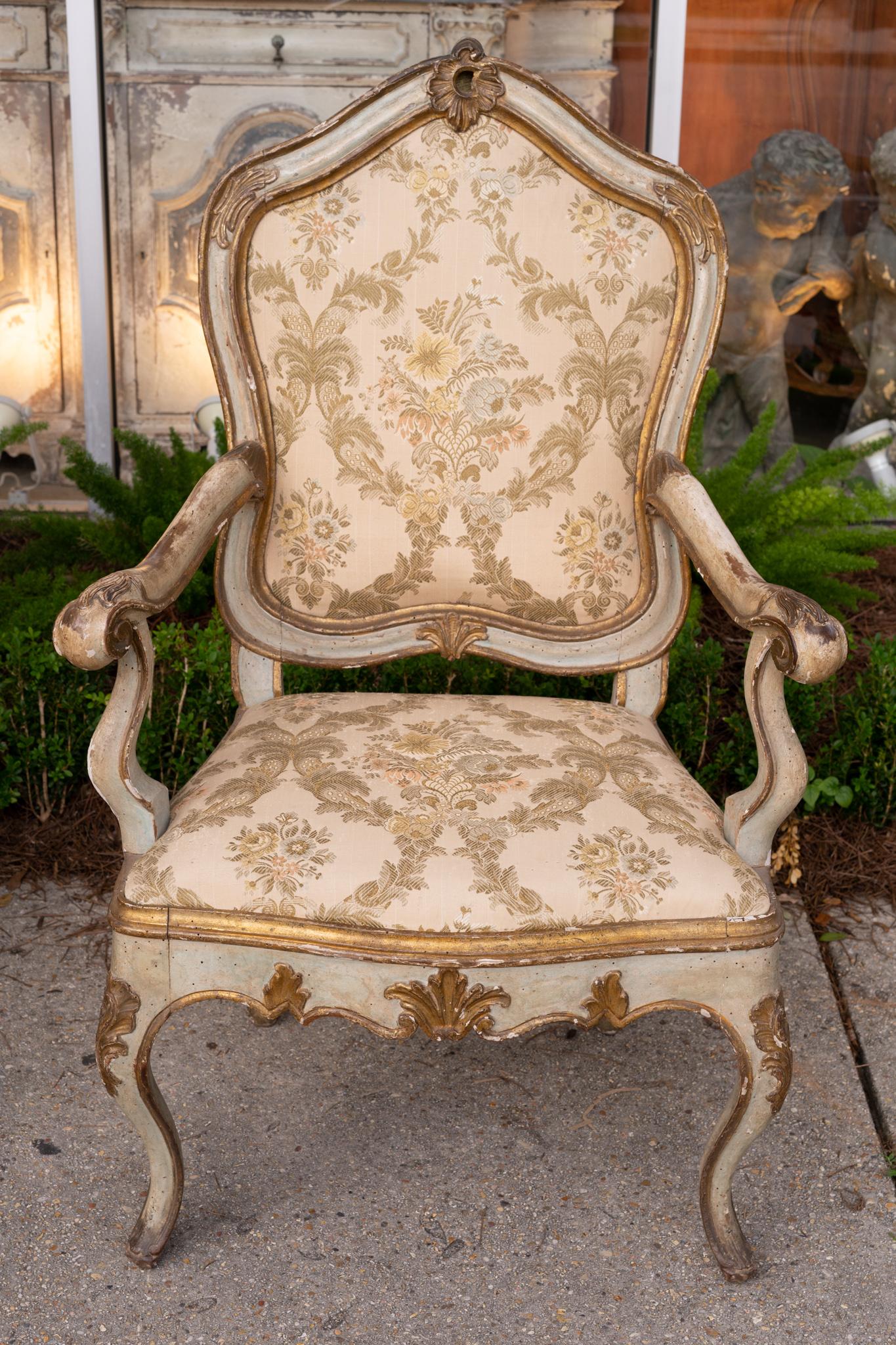 Italian Set of Six 19th Century Venetian Armchairs For Sale