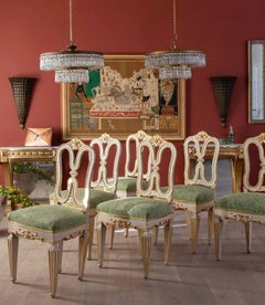 Set di sei sedie da pranzo veneziane del XIX secolo