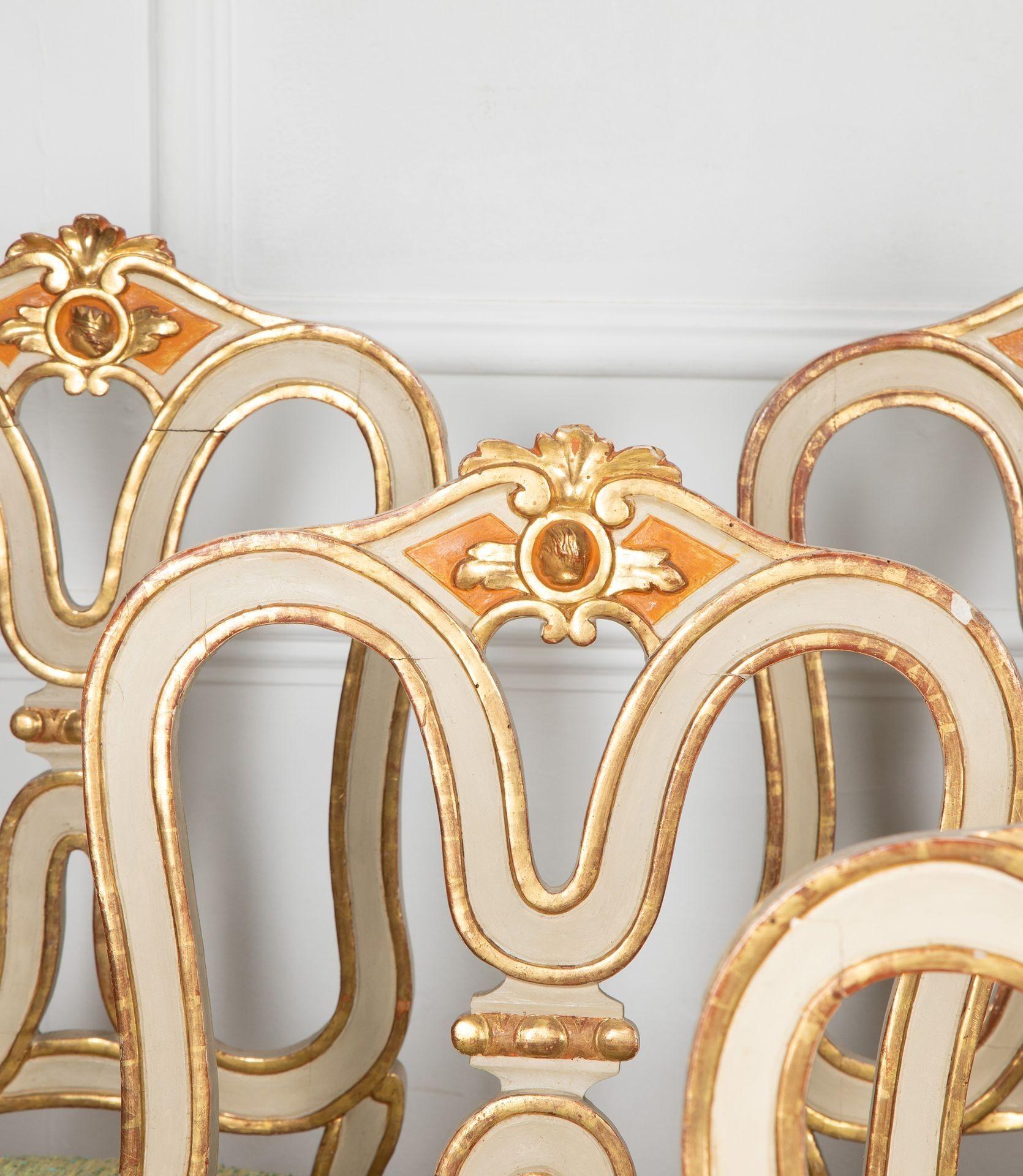 XIXe siècle Ensemble de six chaises de salle à manger vénitiennes du 19ème siècle en vente