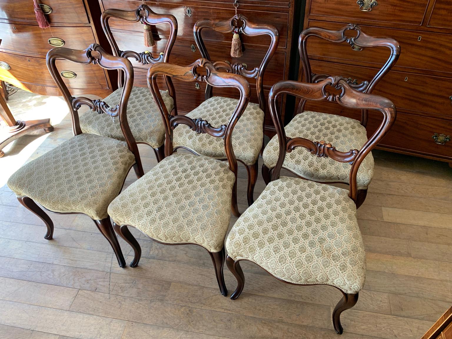 Hand-Crafted Set of Six 19th Century Victorian Rosewood Dining Chairs