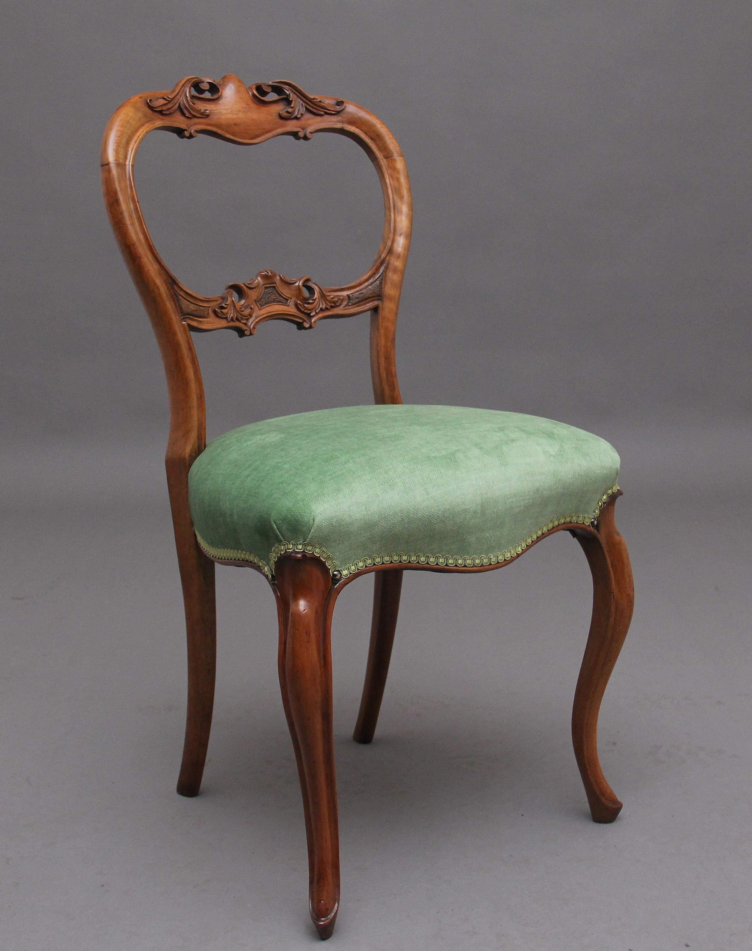 Victorian Set of Six 19th Century Walnut Dining Chairs