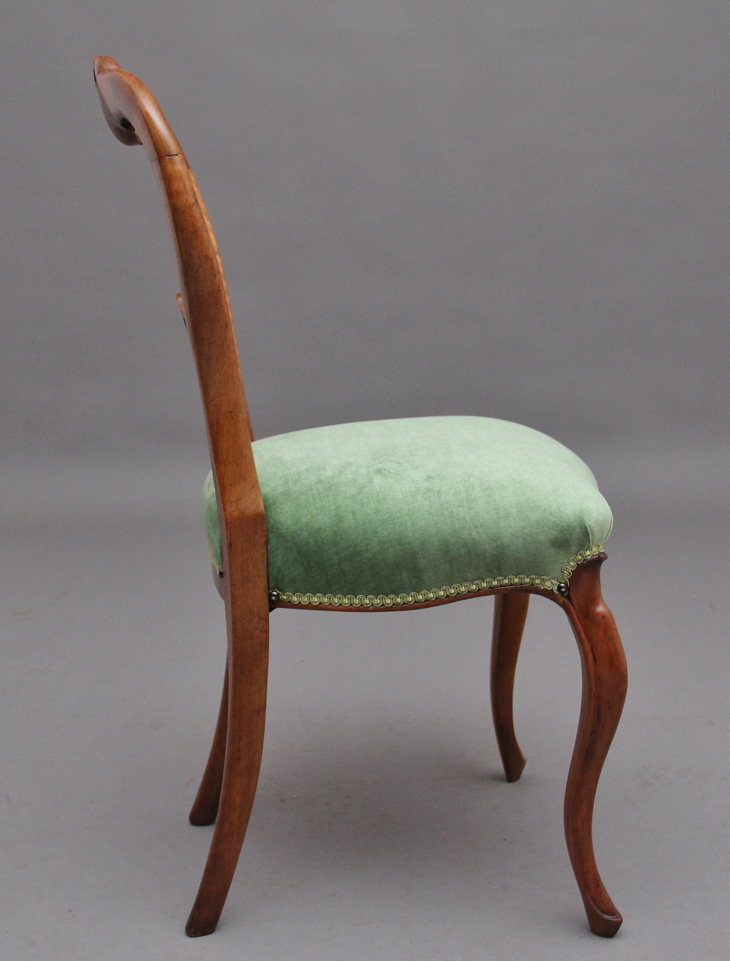 British Set of Six 19th Century Walnut Dining Chairs