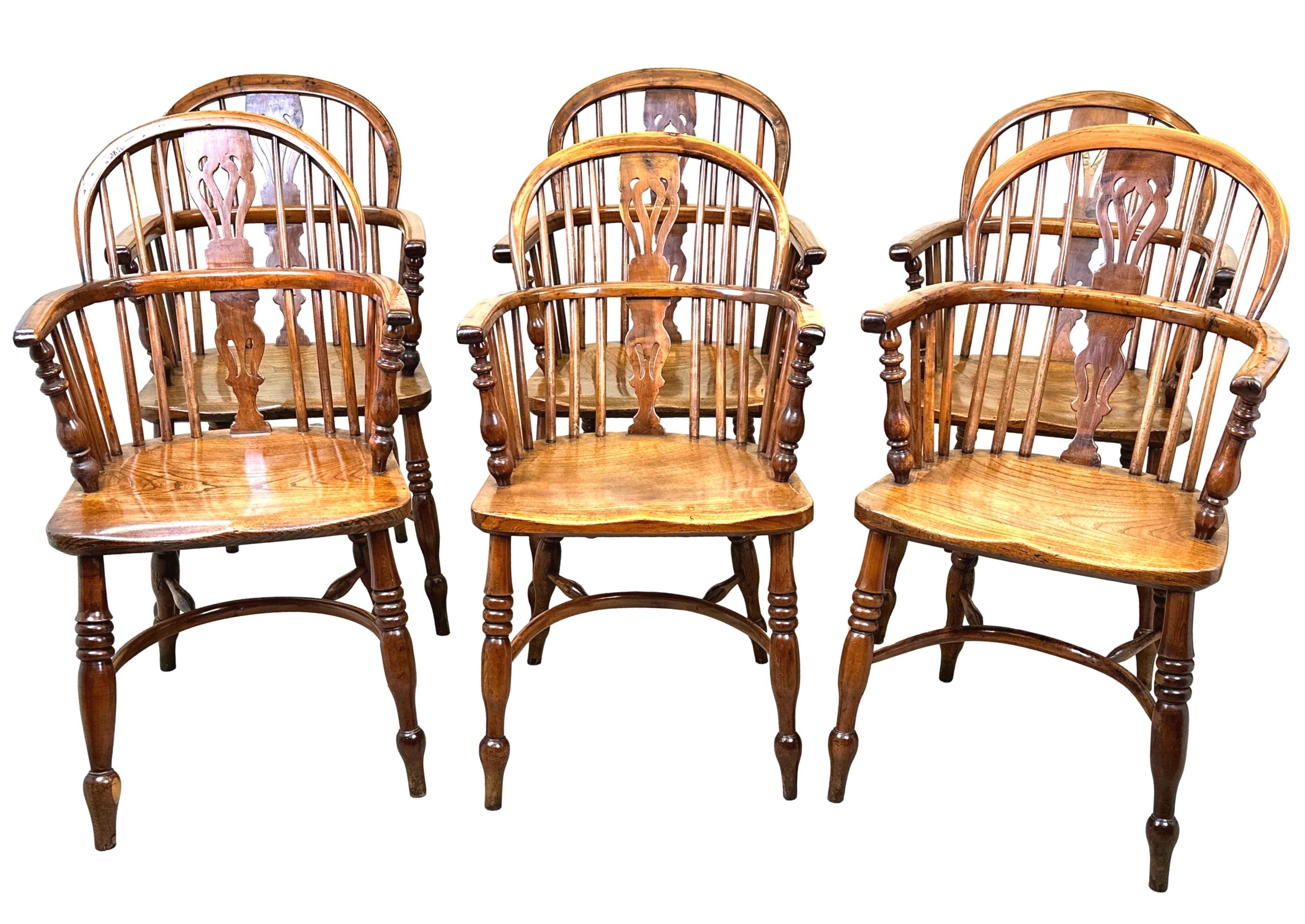 Set di sei sedie Windsor in legno di tasso del XIX secolo in vendita 9