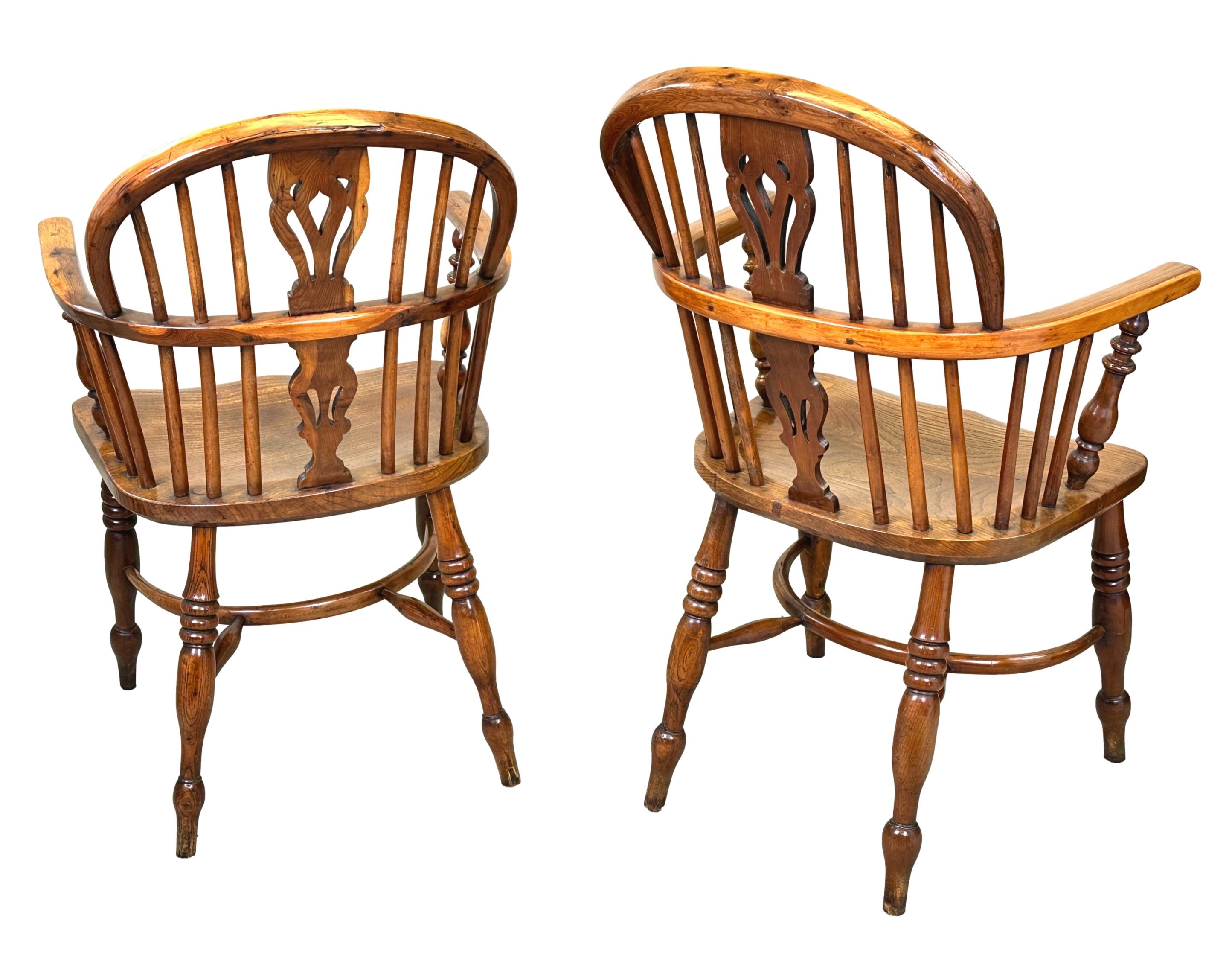 Georgian Set Of Six 19th Century Yew Windsor Chairs For Sale