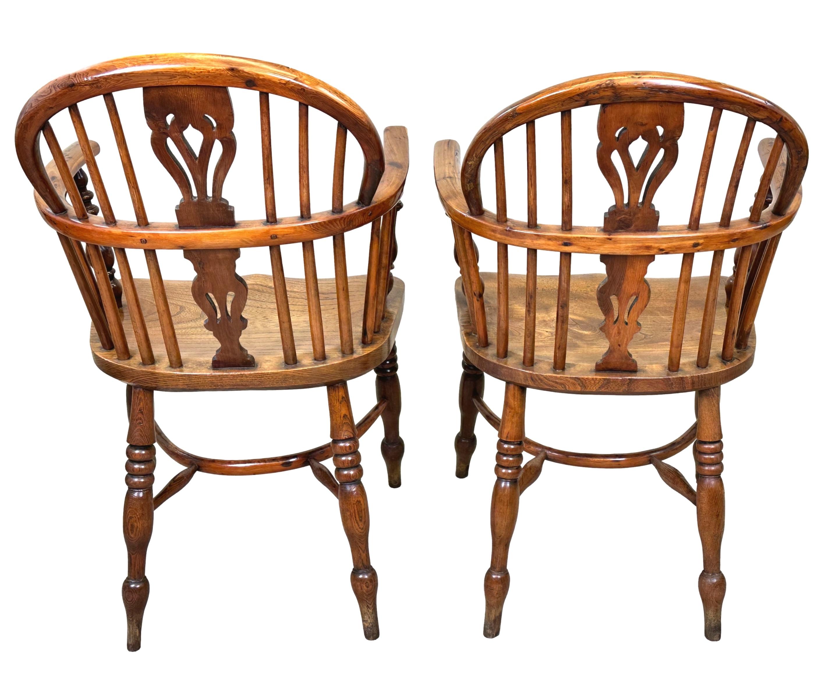 Set Of Six 19th Century Yew Windsor Chairs For Sale 2