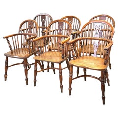 Used Set Of Six 19th Century Yew Windsor Chairs
