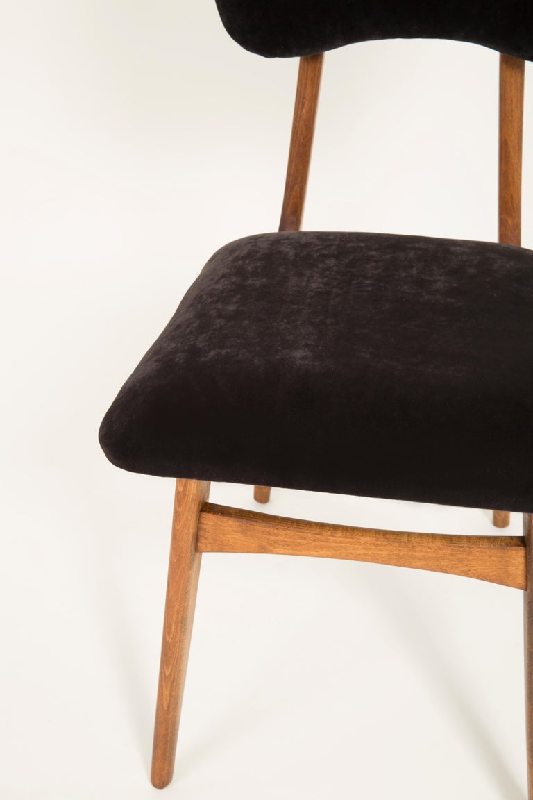 Set of Six 20th Century Black Velvet Chairs, 1960s For Sale at 1stDibs