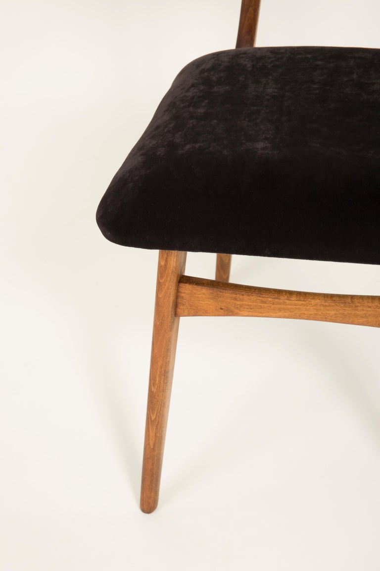 Set of Six 20th Century Black Velvet Chairs, 1960s For Sale at 1stDibs