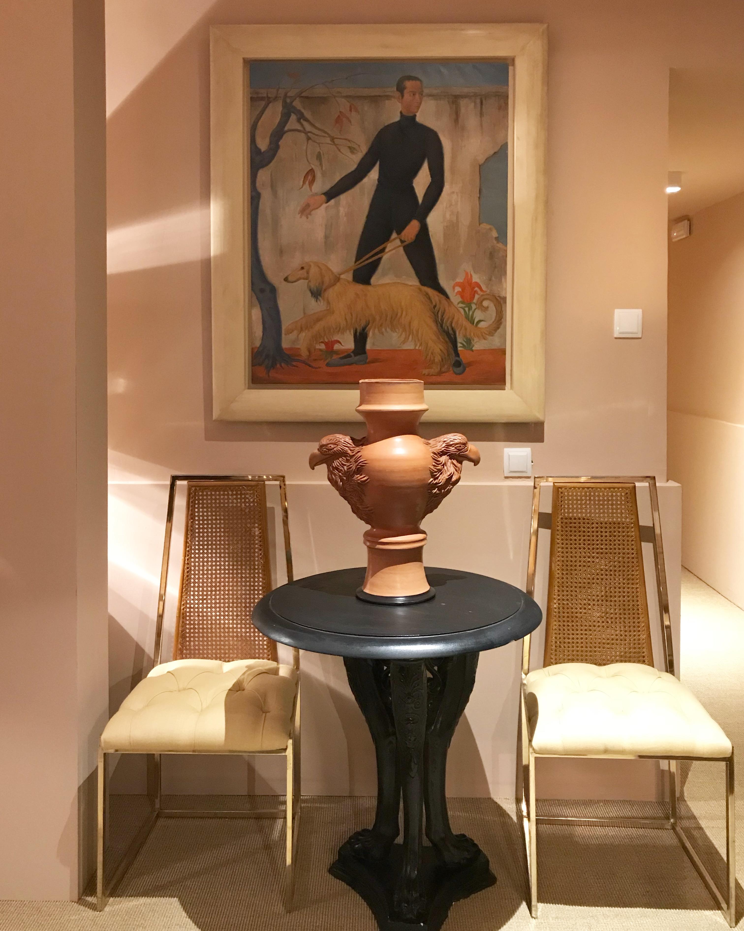 Set of Six 20th C. Brass and Beechwood Dining Chairs atribuyes to Milo Baughman In Good Condition For Sale In Madrid, ES
