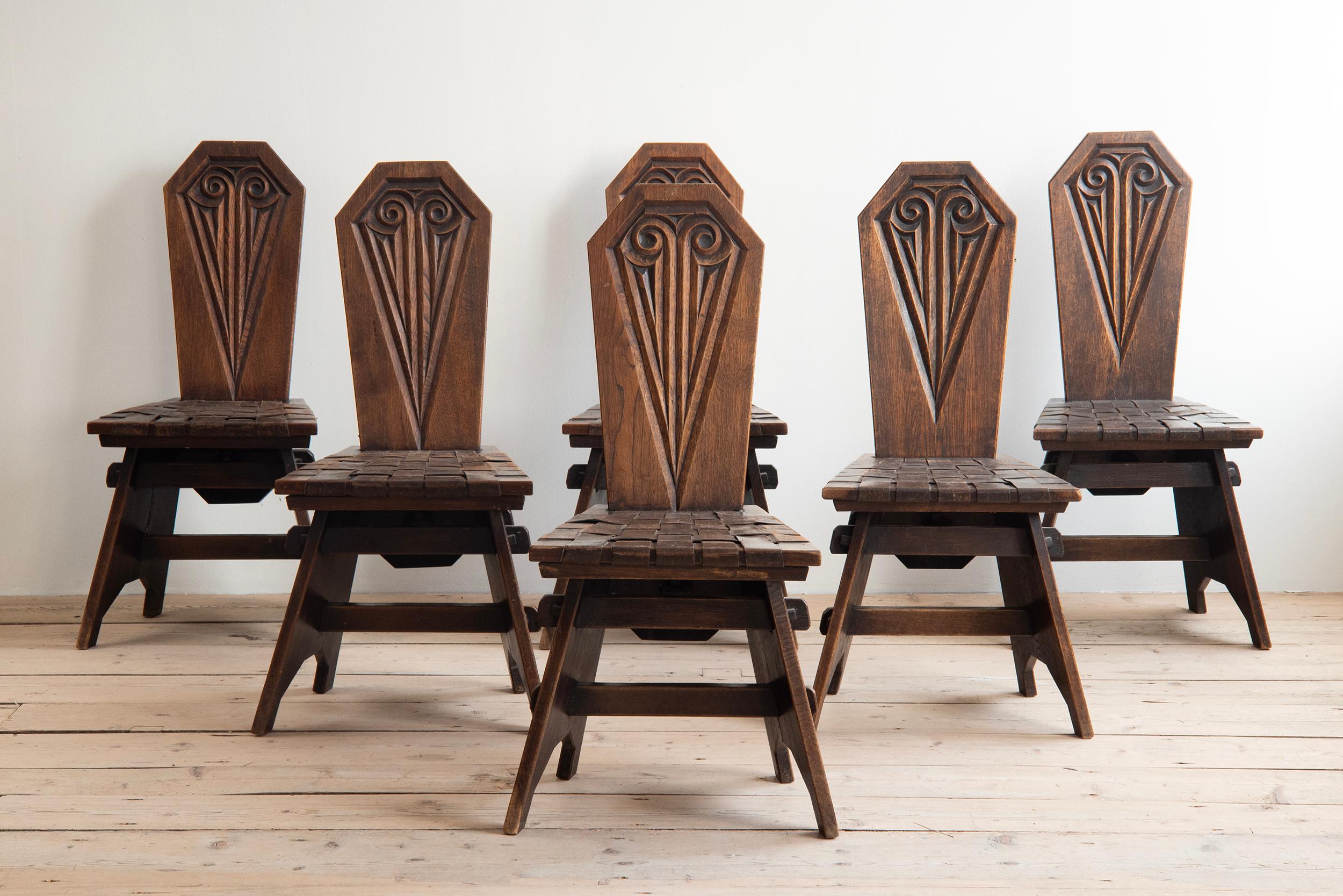 Postmoderne Ensemble de six chaises du 20e siècle par Joseph Savina en vente