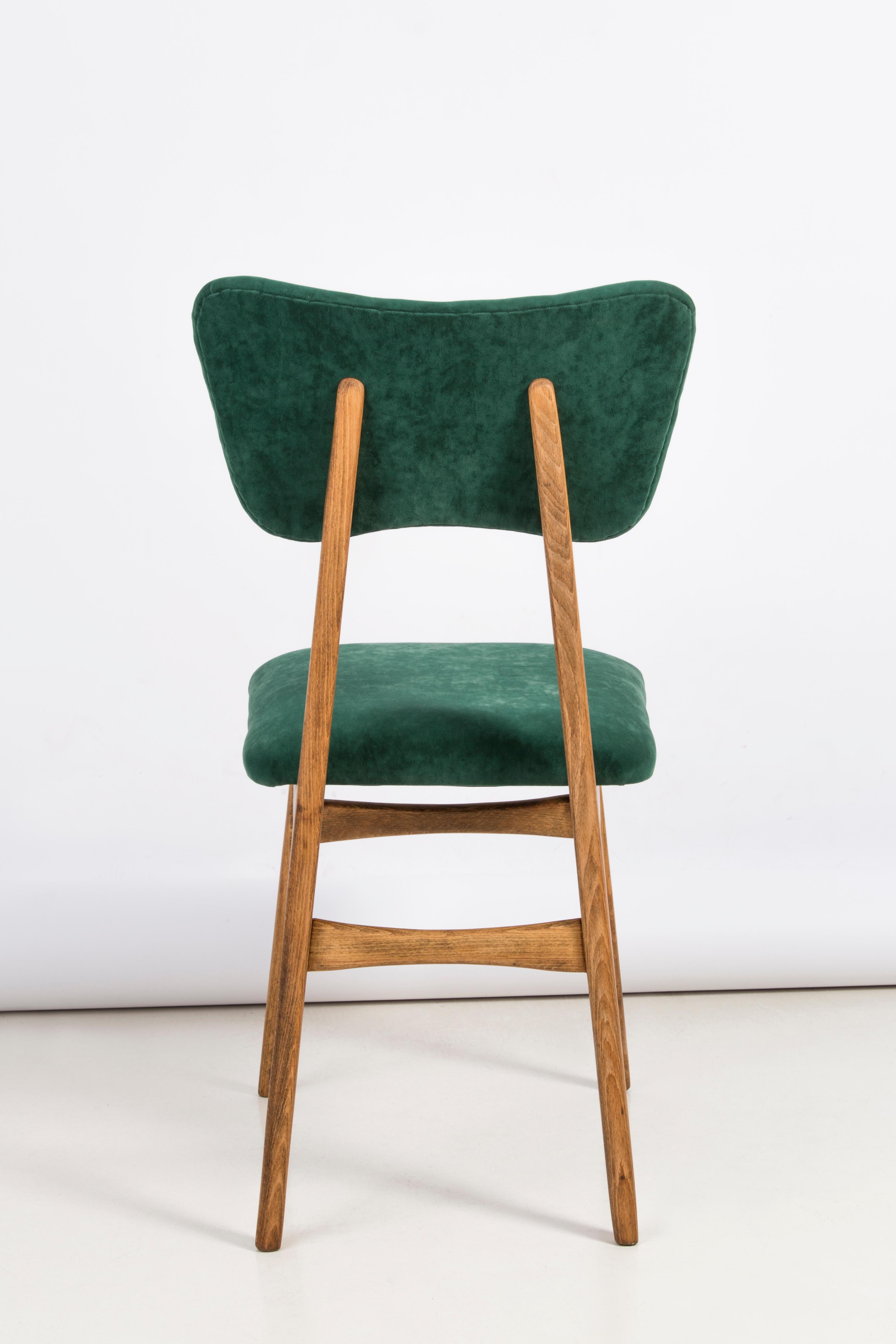 Set of Six 20th Century Dark Green Velvet Chairs, Europe, 1960s For Sale 5
