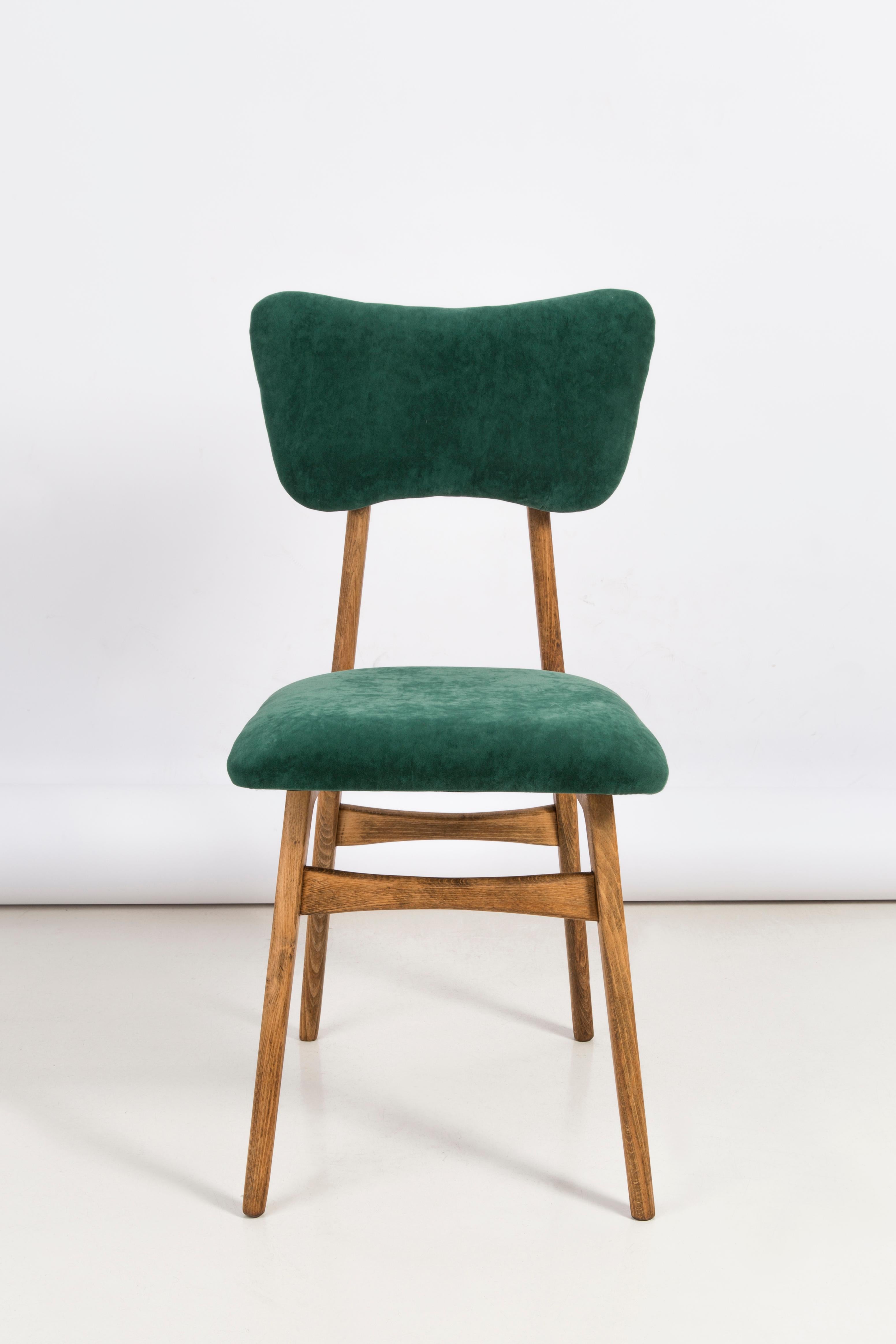 Set of Six 20th Century Dark Green Velvet Chairs, Europe, 1960s For Sale 7