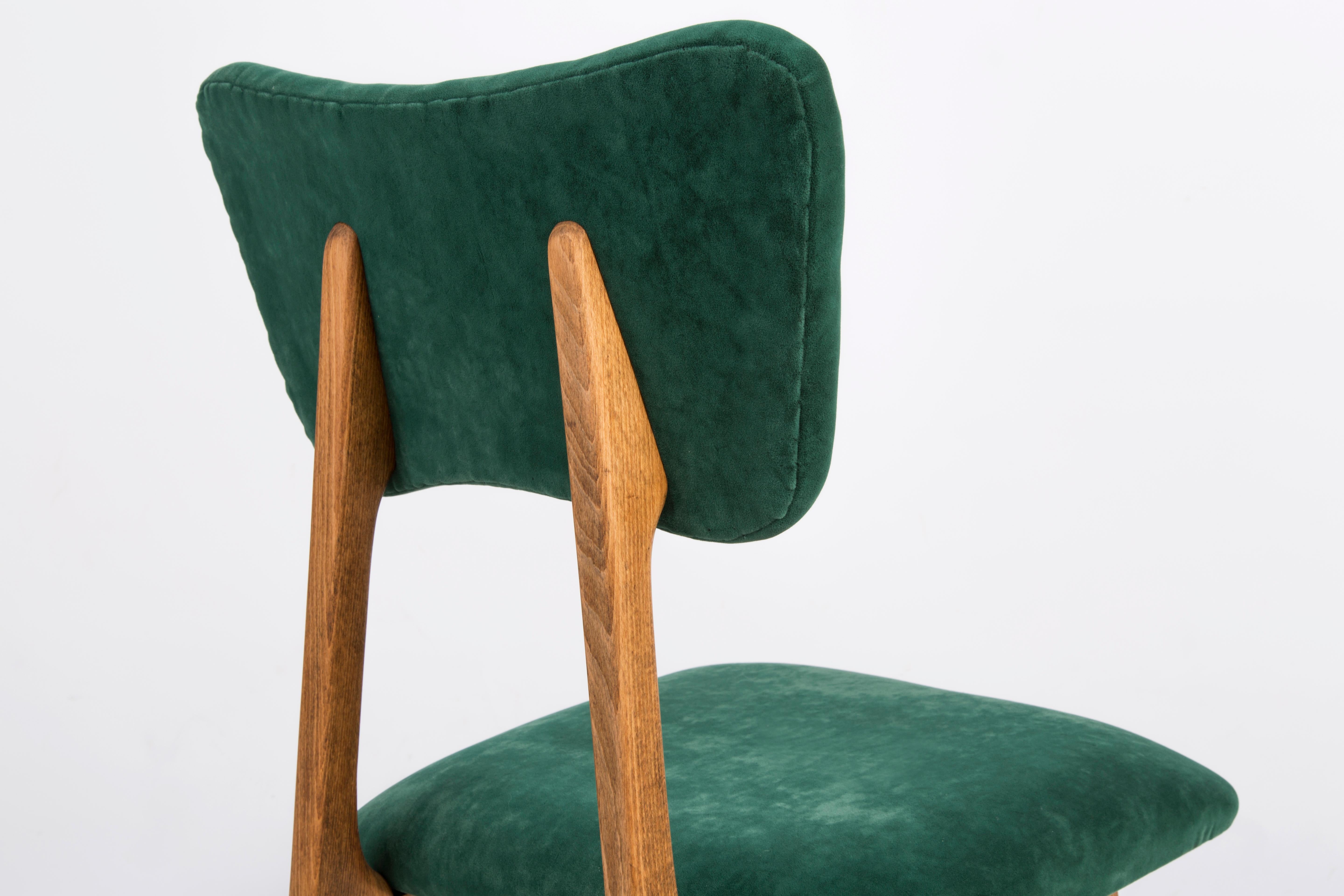 Set of Six 20th Century Dark Green Velvet Chairs, Europe, 1960s For Sale 3