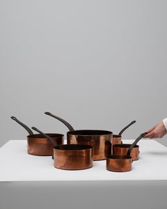 Set Of Six 20th Century French Brass Pots