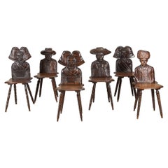 Set of Six 20th Century French Folk Art Chairs