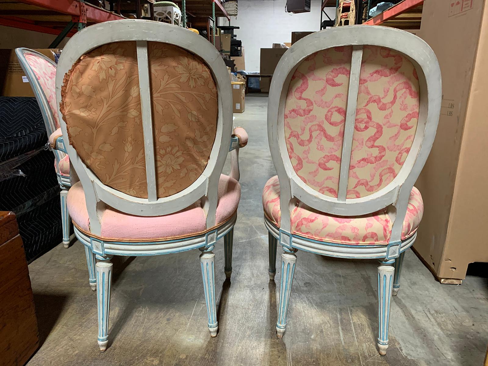 Set of Six 20th Century French Louis XVI Style Painted Chairs 5