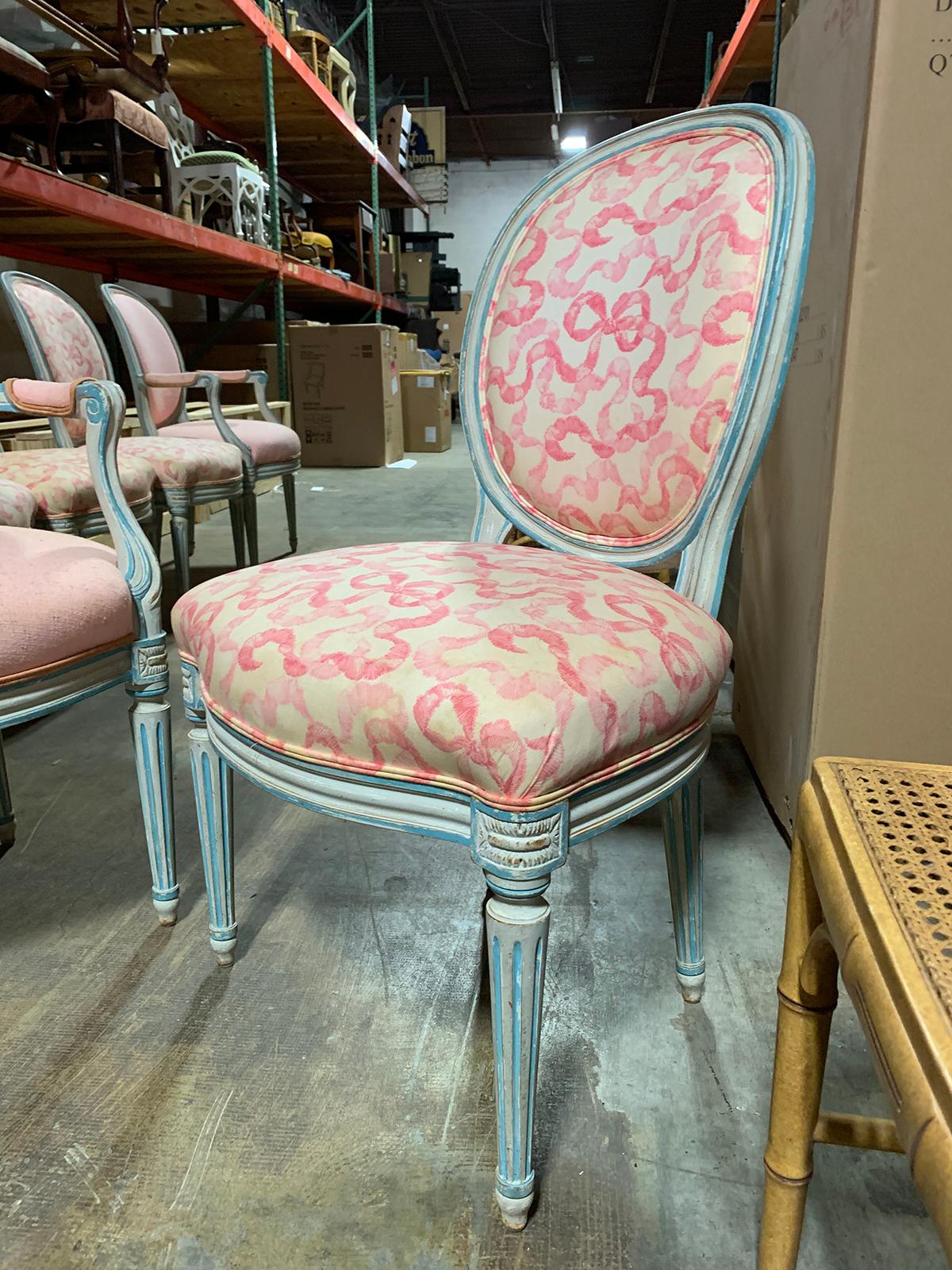 Set of Six 20th Century French Louis XVI Style Painted Chairs 7
