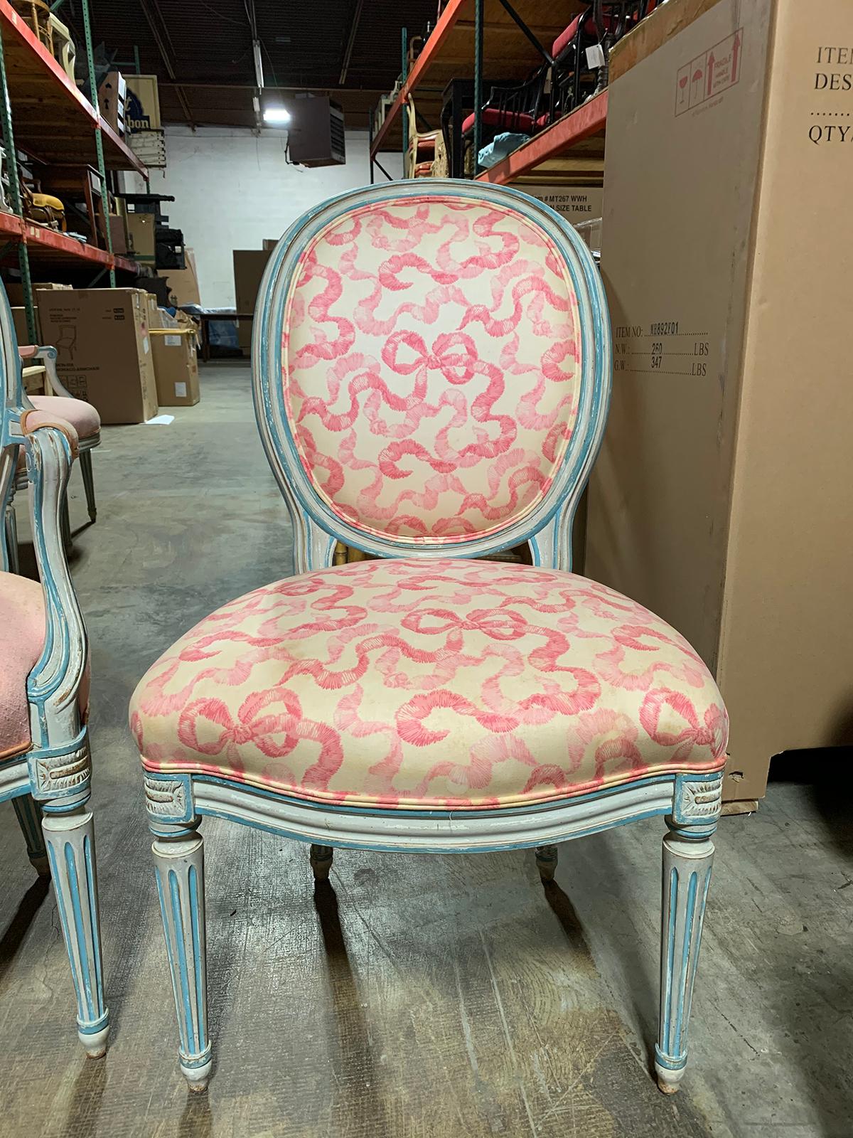 Set of Six 20th Century French Louis XVI Style Painted Chairs 2