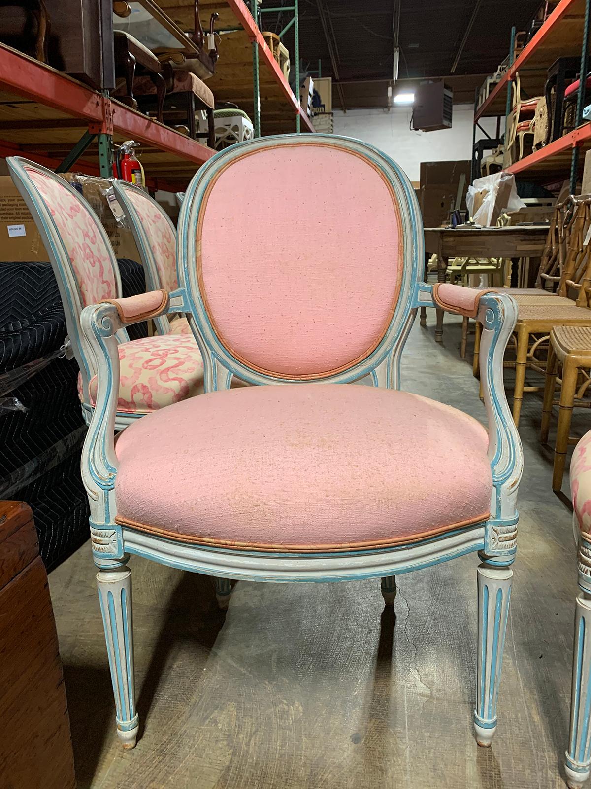 Set of Six 20th Century French Louis XVI Style Painted Chairs 3