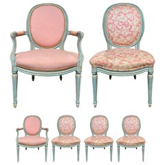 Set of Six 20th Century French Louis XVI Style Painted Chairs