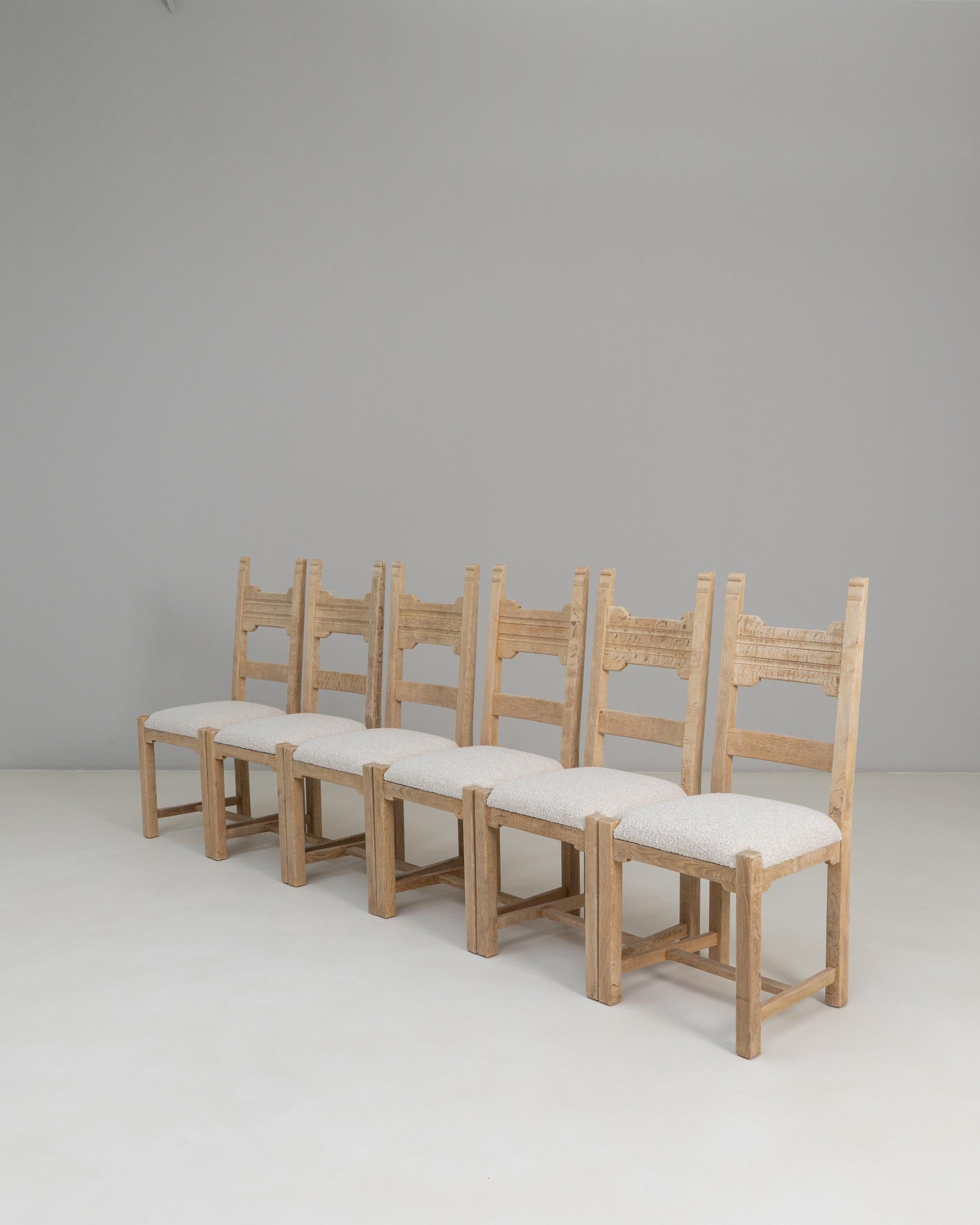 Set Of Six 20th Century French Oak Dining Chairs With Upholstered Seats en venta 6