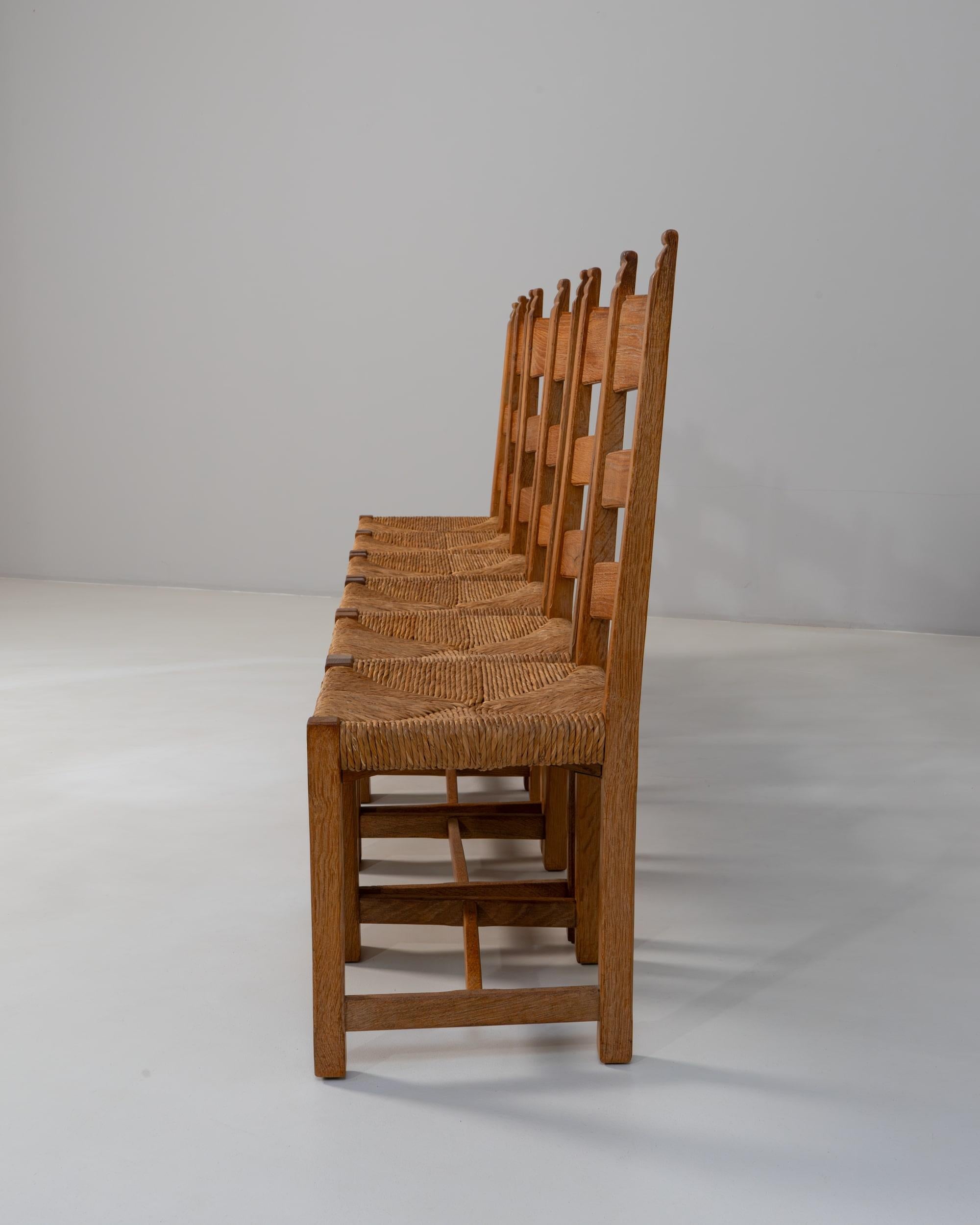 Set di sei sedie da pranzo con schienale a scaletta in Oak del XX secolo. in vendita 13