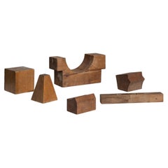 Juego De Seis Modelos Franceses De Madera Del Siglo XX Para Prácticas De Carpintería