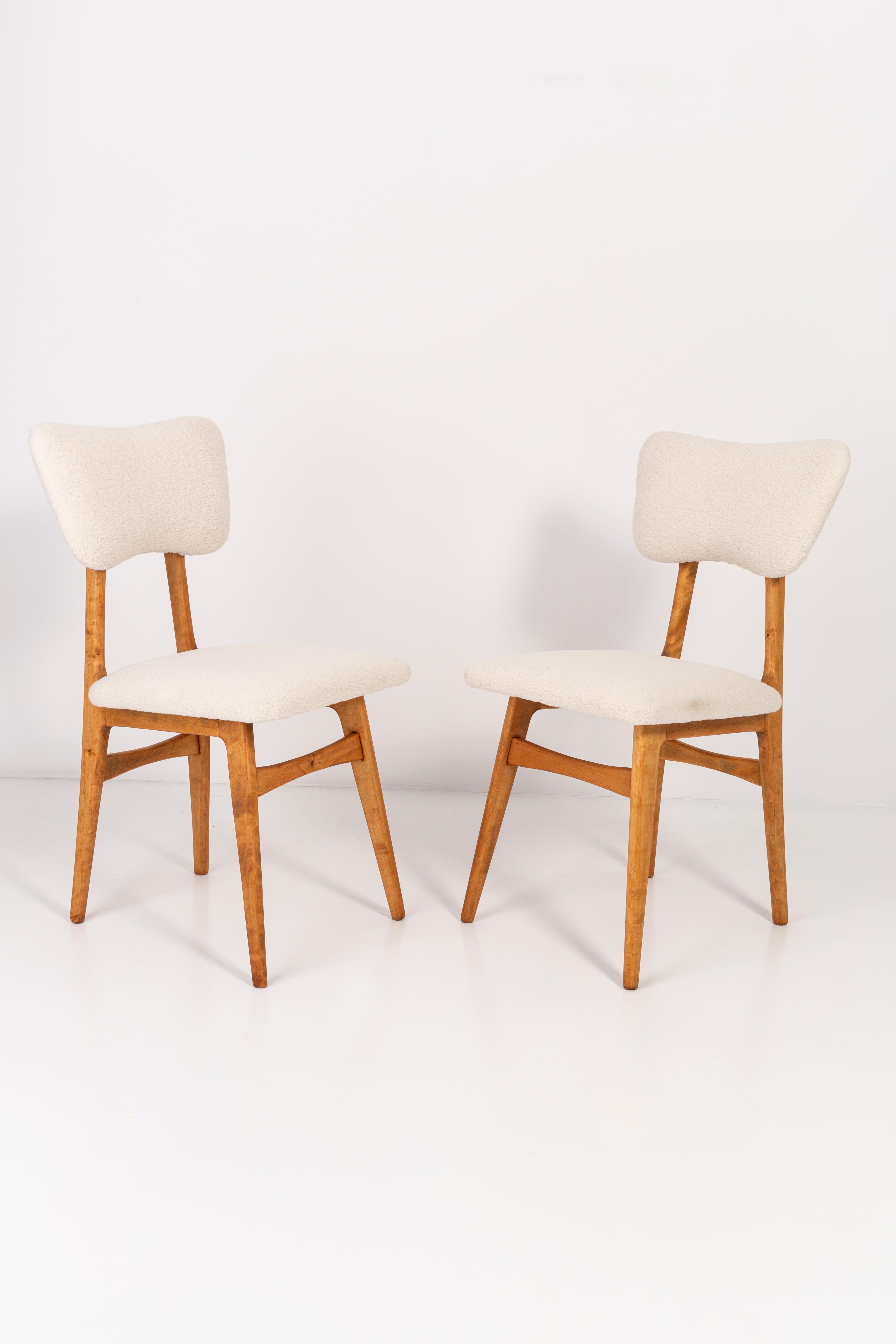 Set of Six 20th Century Light Crème Boucle Chairs, 1960s For Sale 5