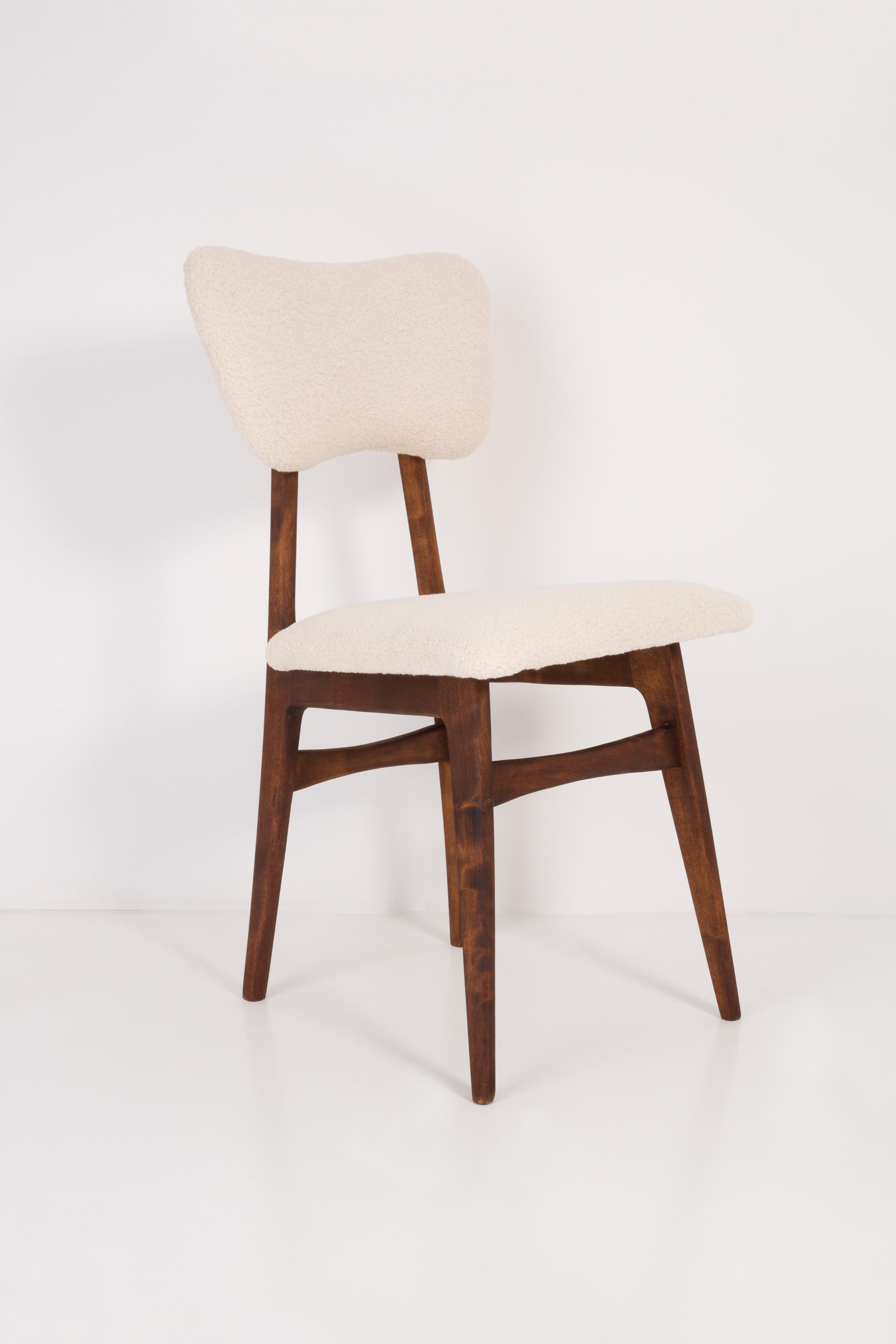 Velvet Set of Six 20th Century Light Crème Boucle Chairs, 1960s For Sale