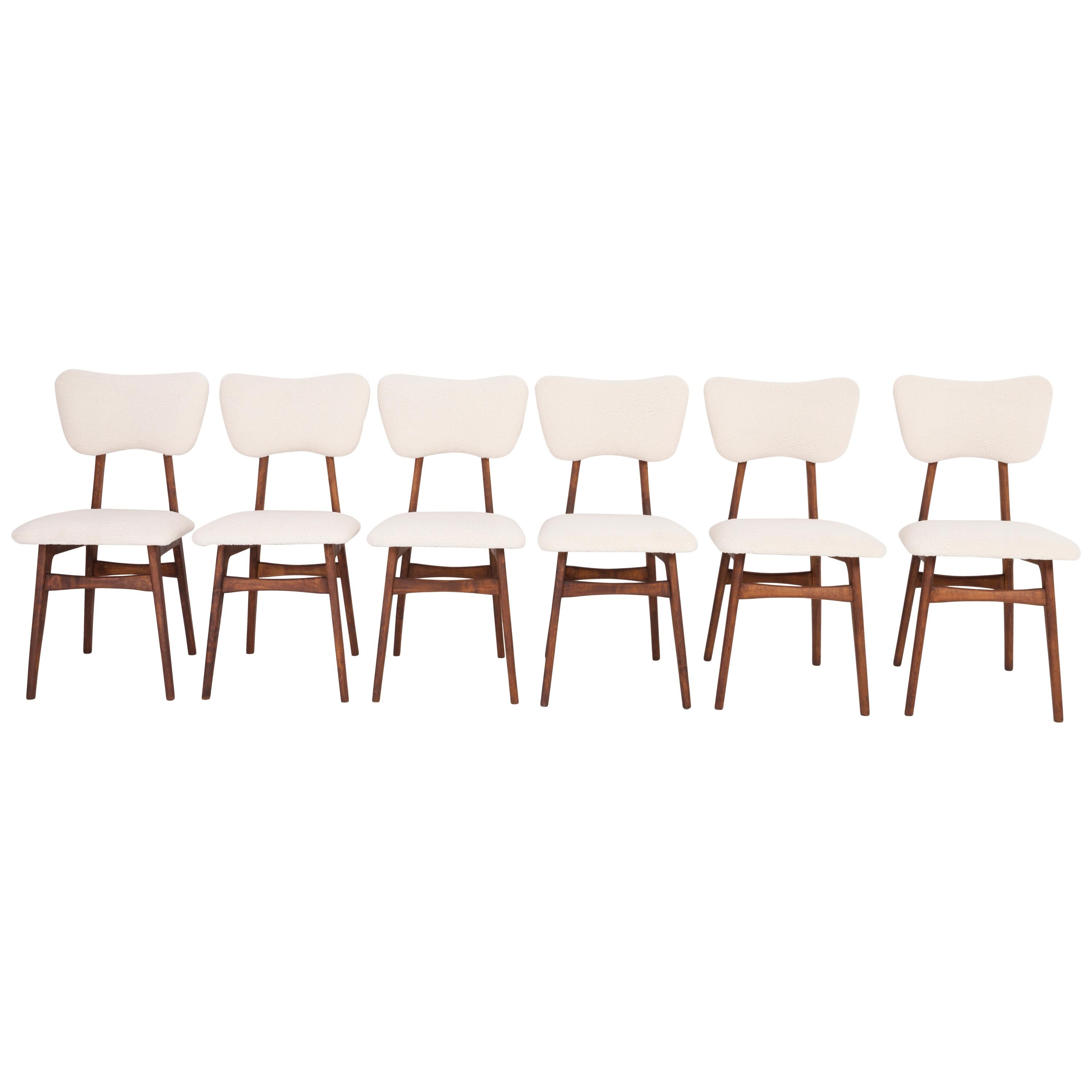 Set von sechs Licht-Kronleuchter-Bouclé-Stühlen des 20. Jahrhunderts, 1960er Jahre