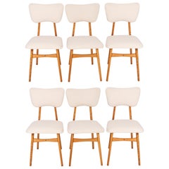 Set of Six 20th Century Light Crème Boucle Chairs, 1960s