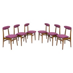 Vintage Set of Six 20th Century Plum Velvet Rajmund Halas Chairs, Europe, 1960s