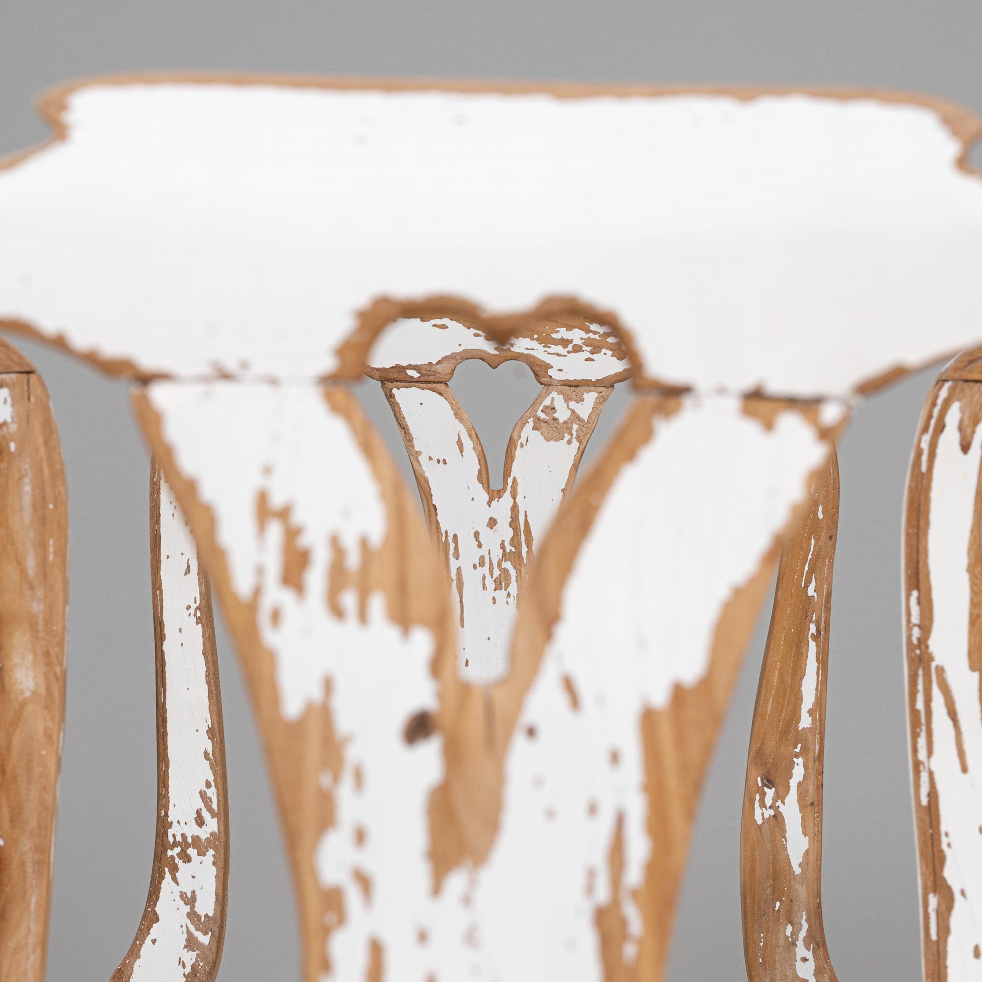 Juego de seis sillas de comedor de madera patinada del renacimiento rococó sueco del siglo XX Tapicería en venta